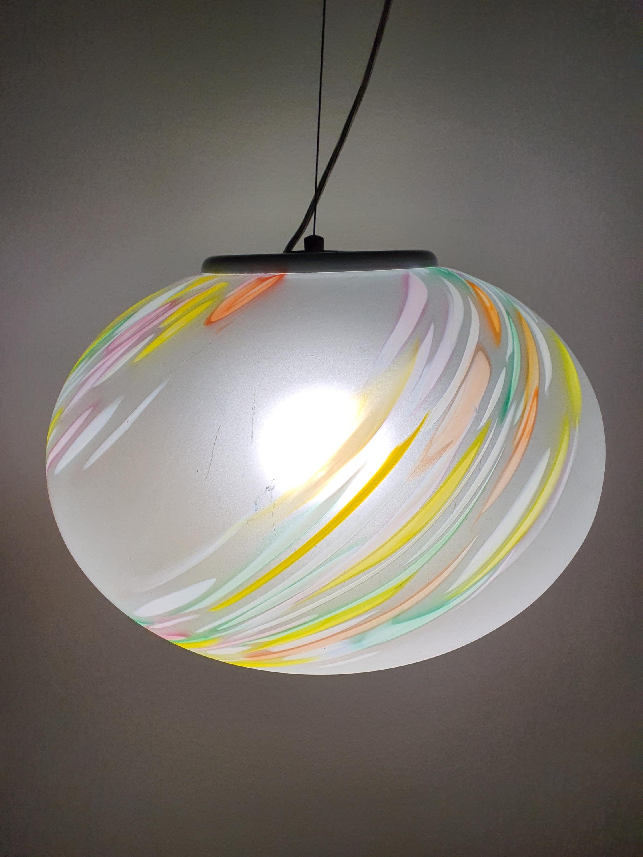 复古 Murano 玻璃吊灯 | Due P. 彩色斑点球形灯 | 意大利中世纪设计