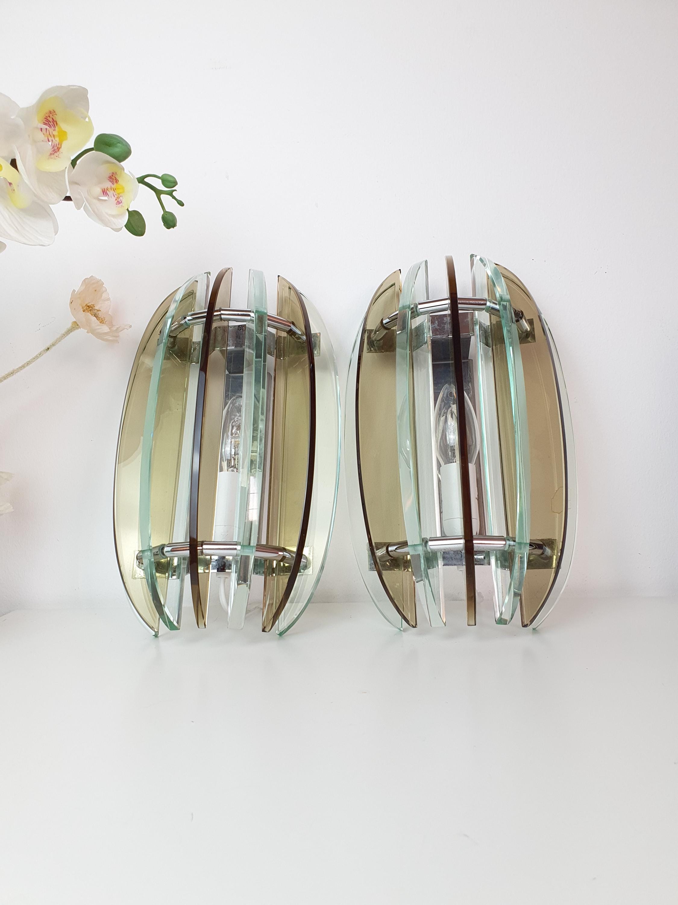 Veca UFO Glass Wall Sconces: Mid-Century Modern Italian Lighting
