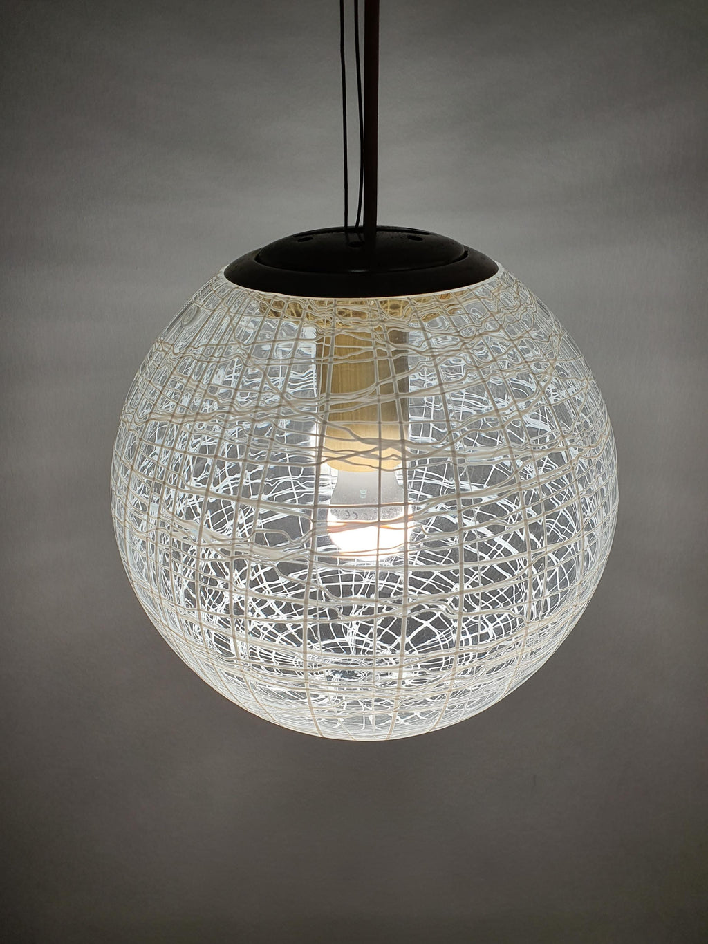 La Murrina White Lines Petite Globe Pendant Light | Vintage Murano Glass, 1980s–1990s