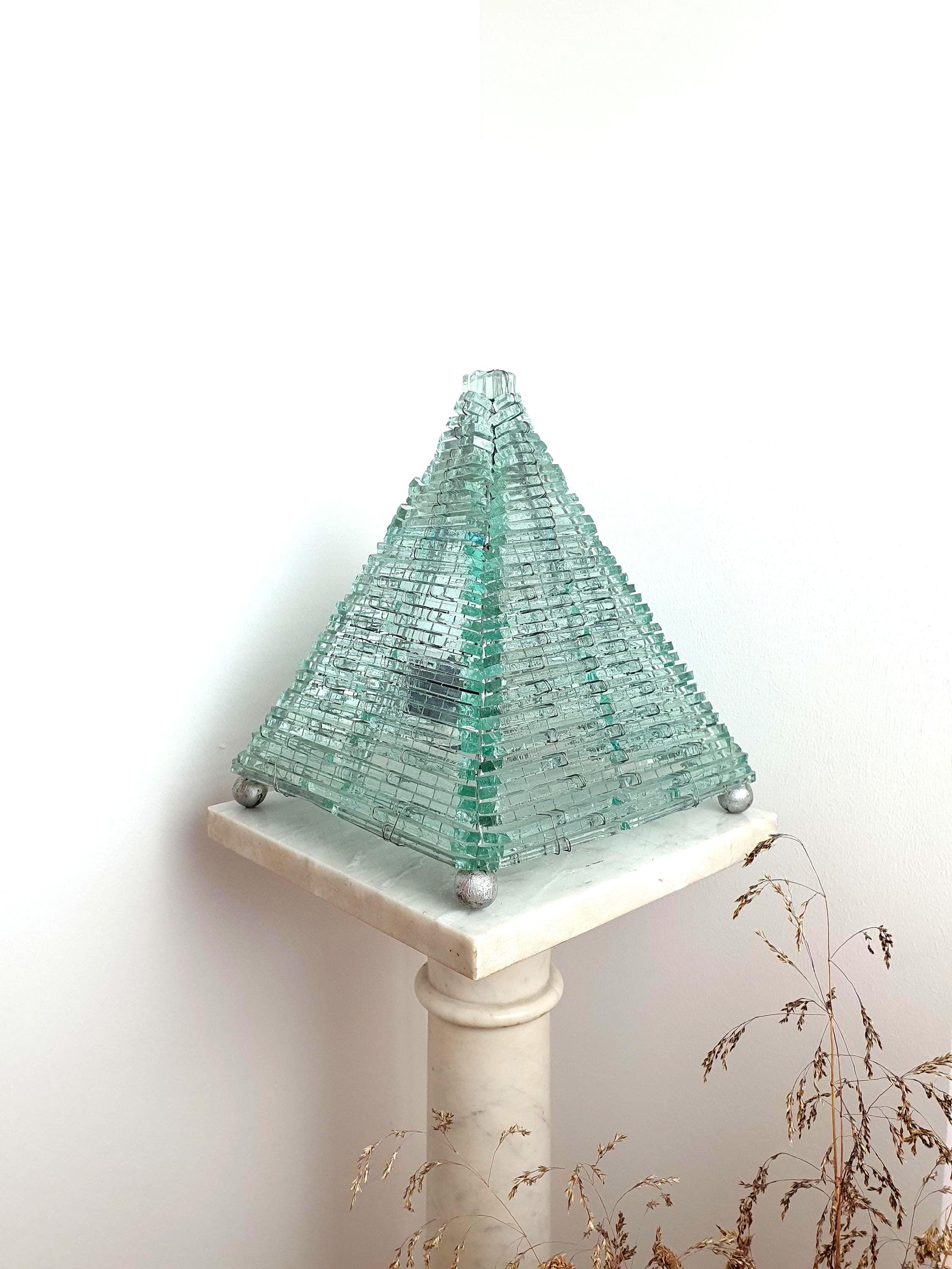 Mosaic Bottle Glass Pyramid Lamp: Retro Mid-Century Modern Table Light