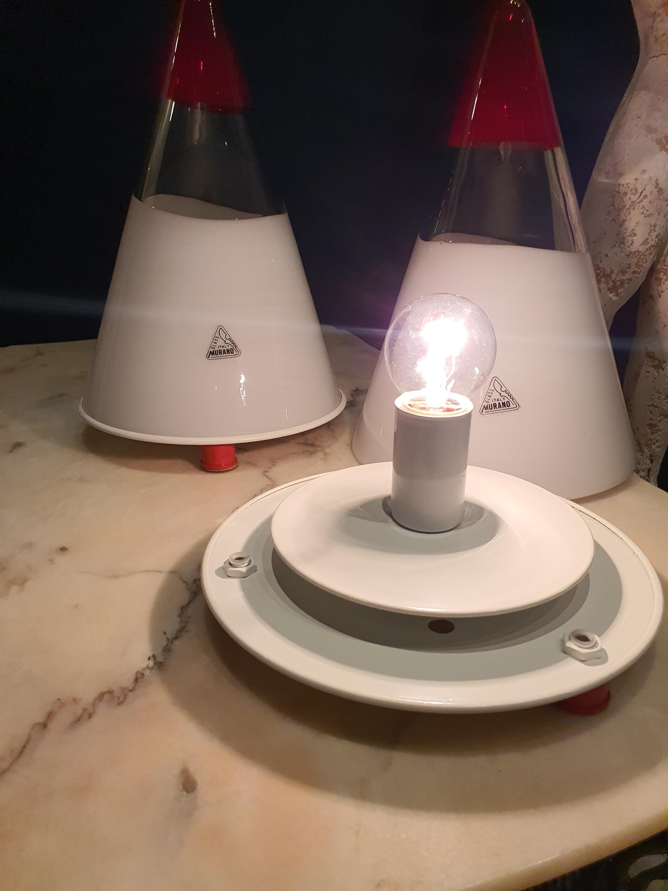 Vintage Murano Glass Table Lamps: Cone-Shaped MCM Italian Lighting