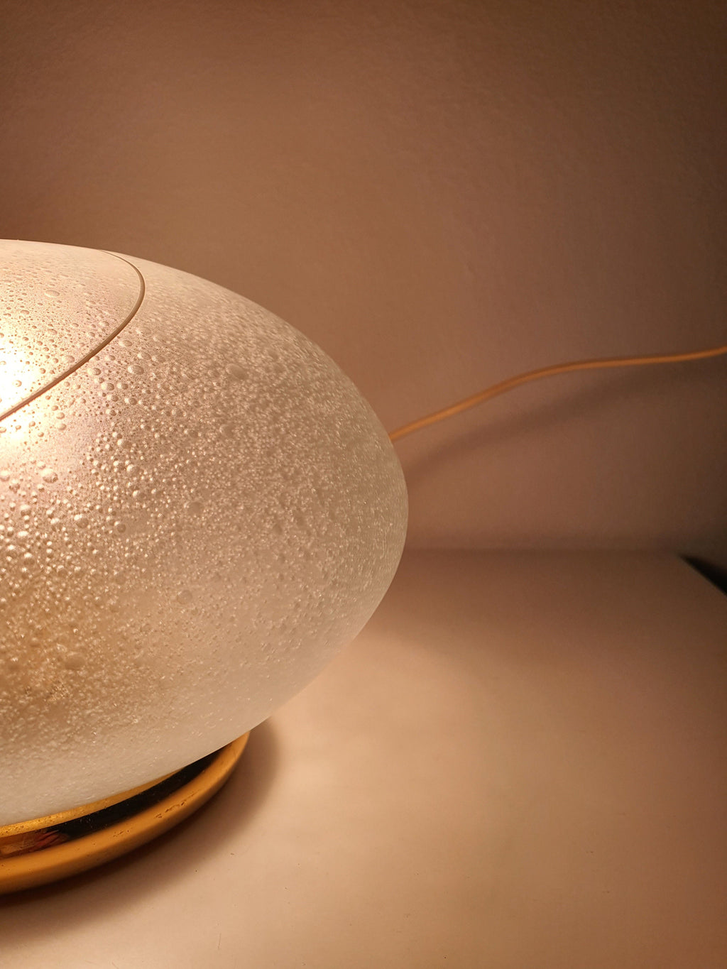 Swirl Murano Glass Globe Table Lamp: MCM Italian Vintage Bedside Light