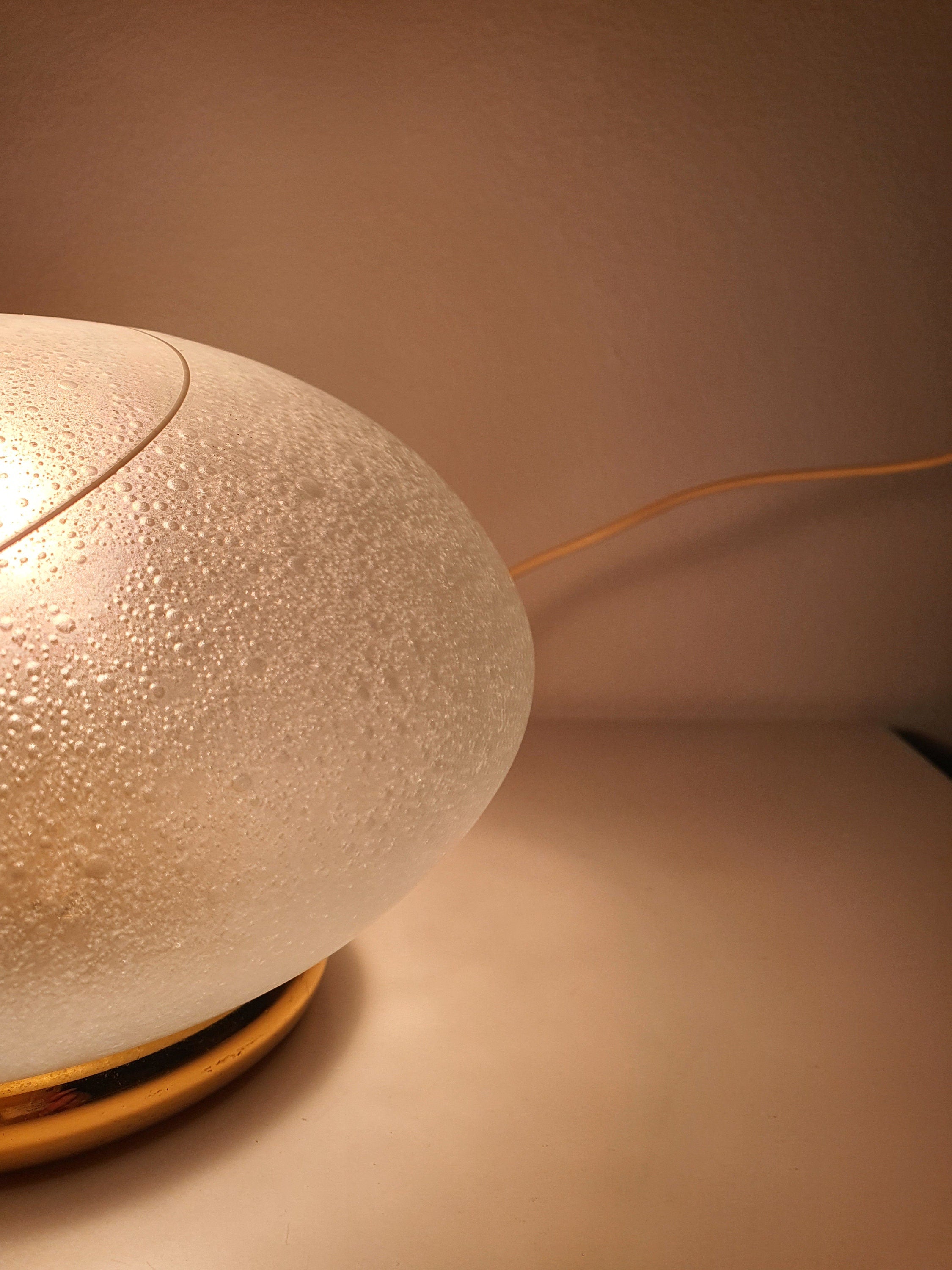 Swirl Murano Glass Globe Table Lamp: MCM Italian Vintage Bedside Light