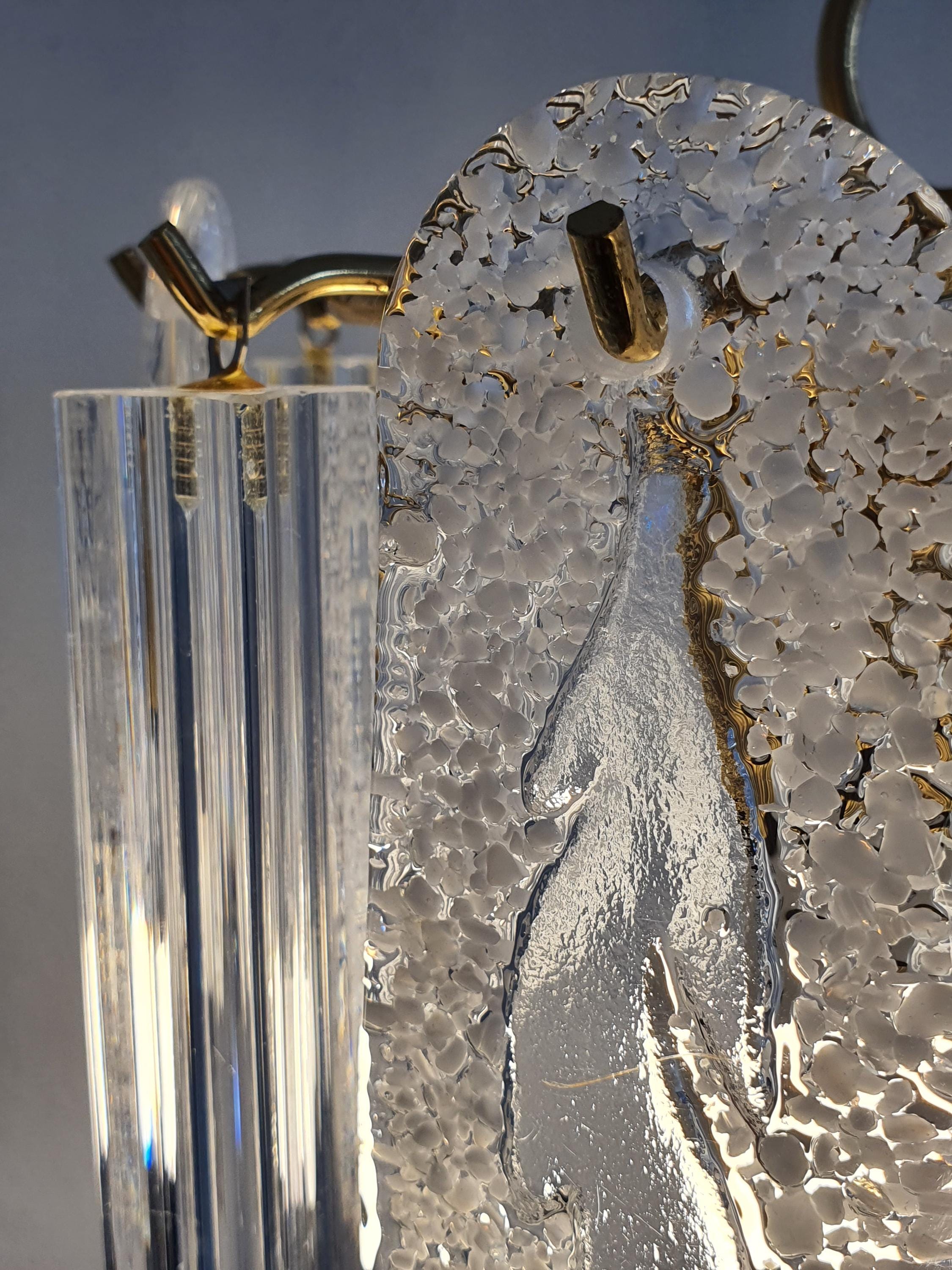 Art Deco Murano Glass Petal Chandelier: Vintage Italian Light