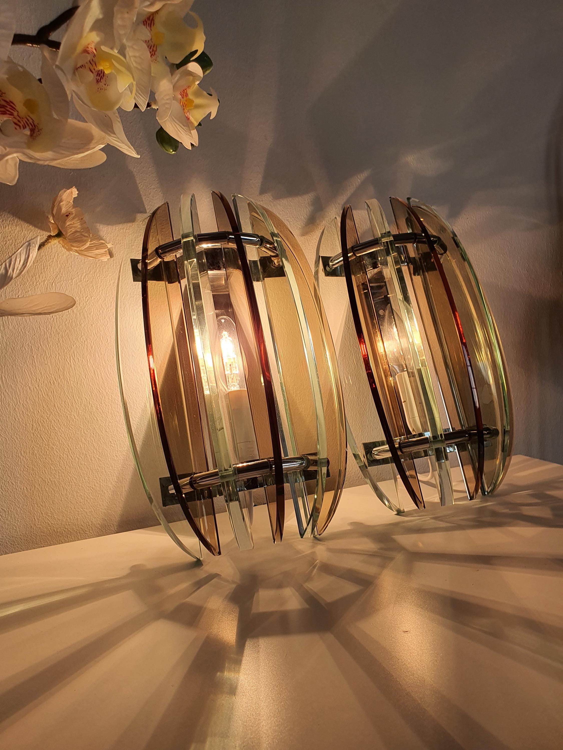 Veca UFO Glass Wall Sconces: Mid-Century Modern Italian Lighting