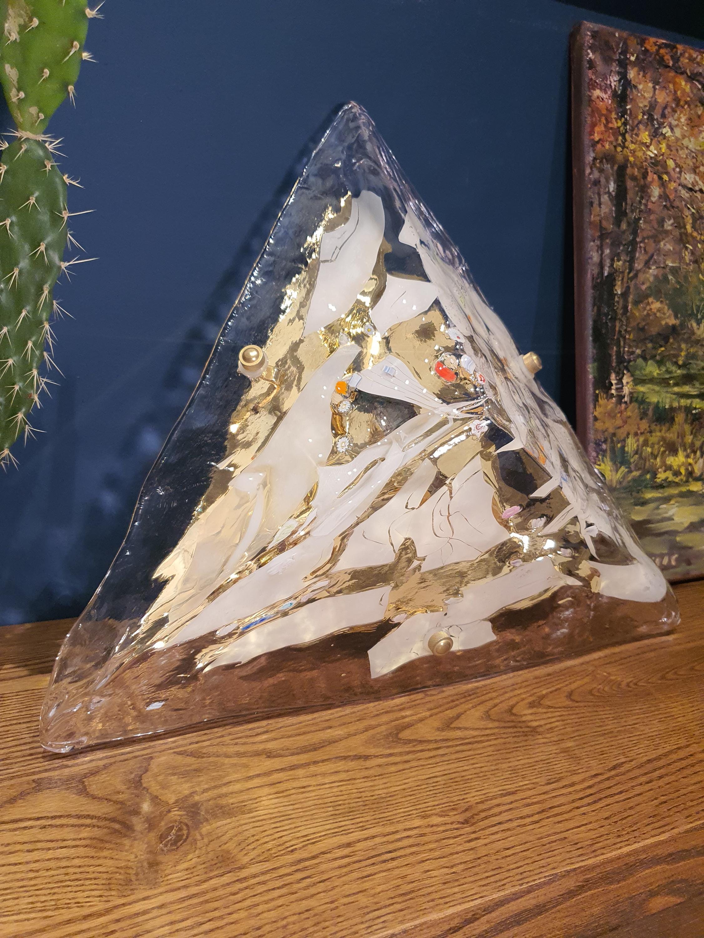 Vintage Murano Glass Triangle Lamp: Retro Home Decor