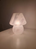 Vintage-Muranoglas Mushroom Tischlampe 1970er Weißer Wirbel Italienisch MCM