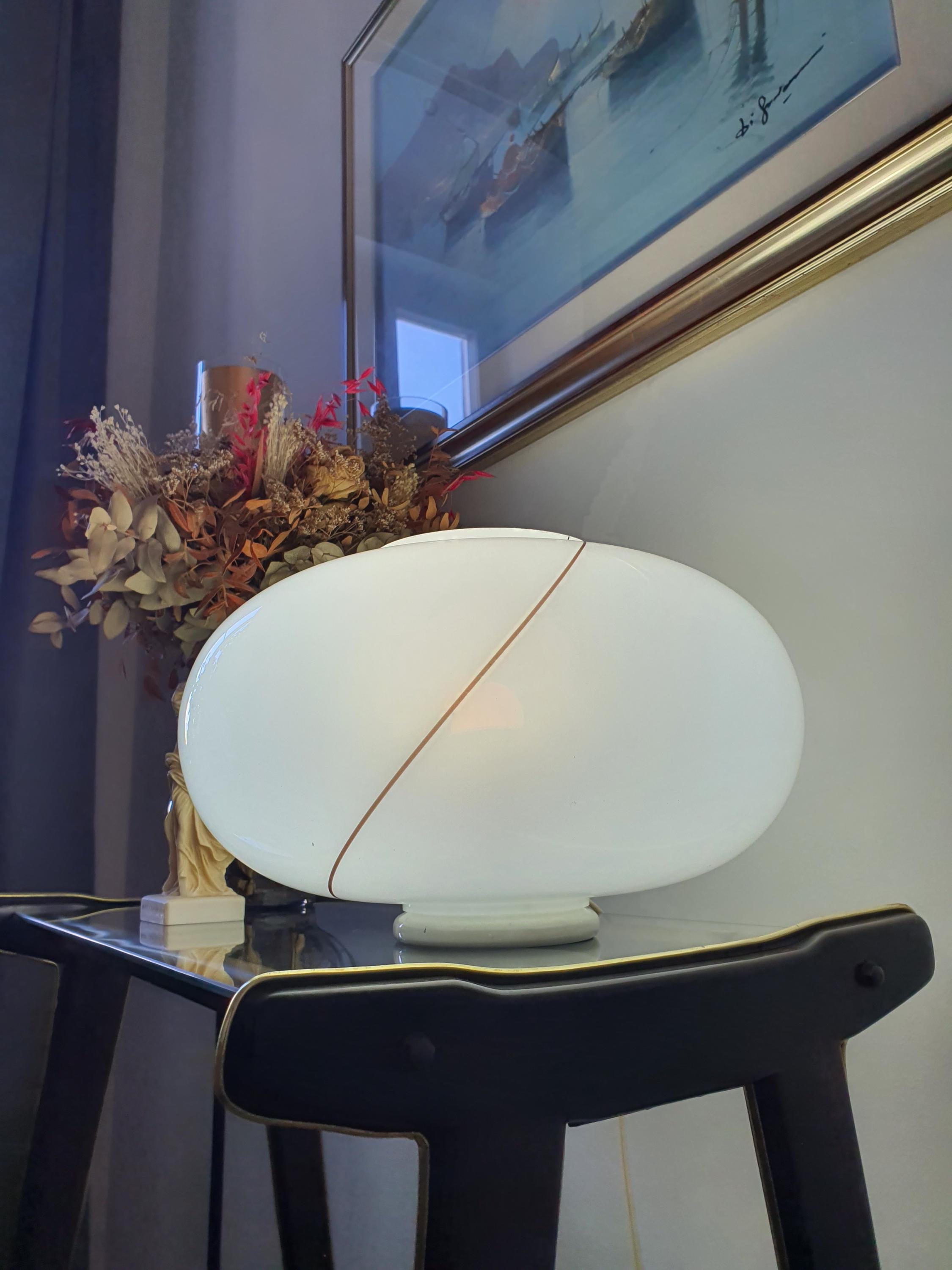 Midcentury Murano Glass Desk Lamp: Italian MCM Bedside Light