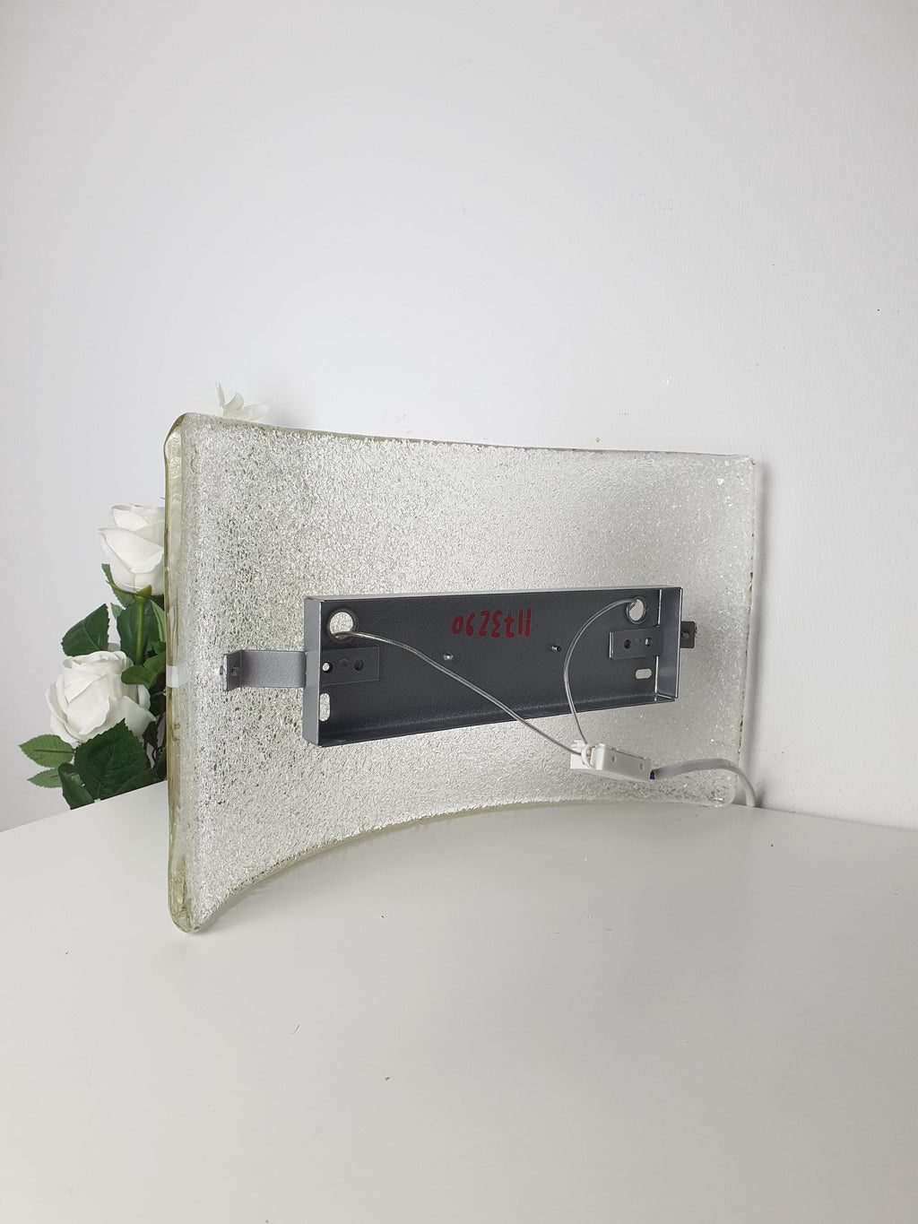 Ruggiu G3121.03 half moon curved single clear frosted Venice glass wall sconce