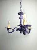 Vintage Italian three-arm chandelier with a purple painted finish
