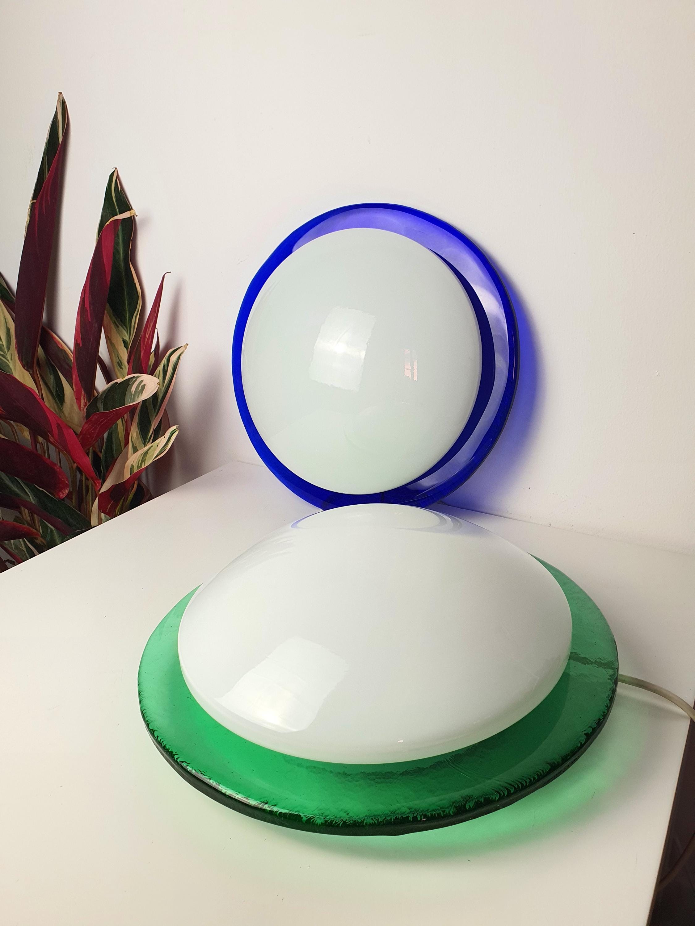 Vintage Murano Glass Sconces: Blue & Green Italian MCM Light Fixtures