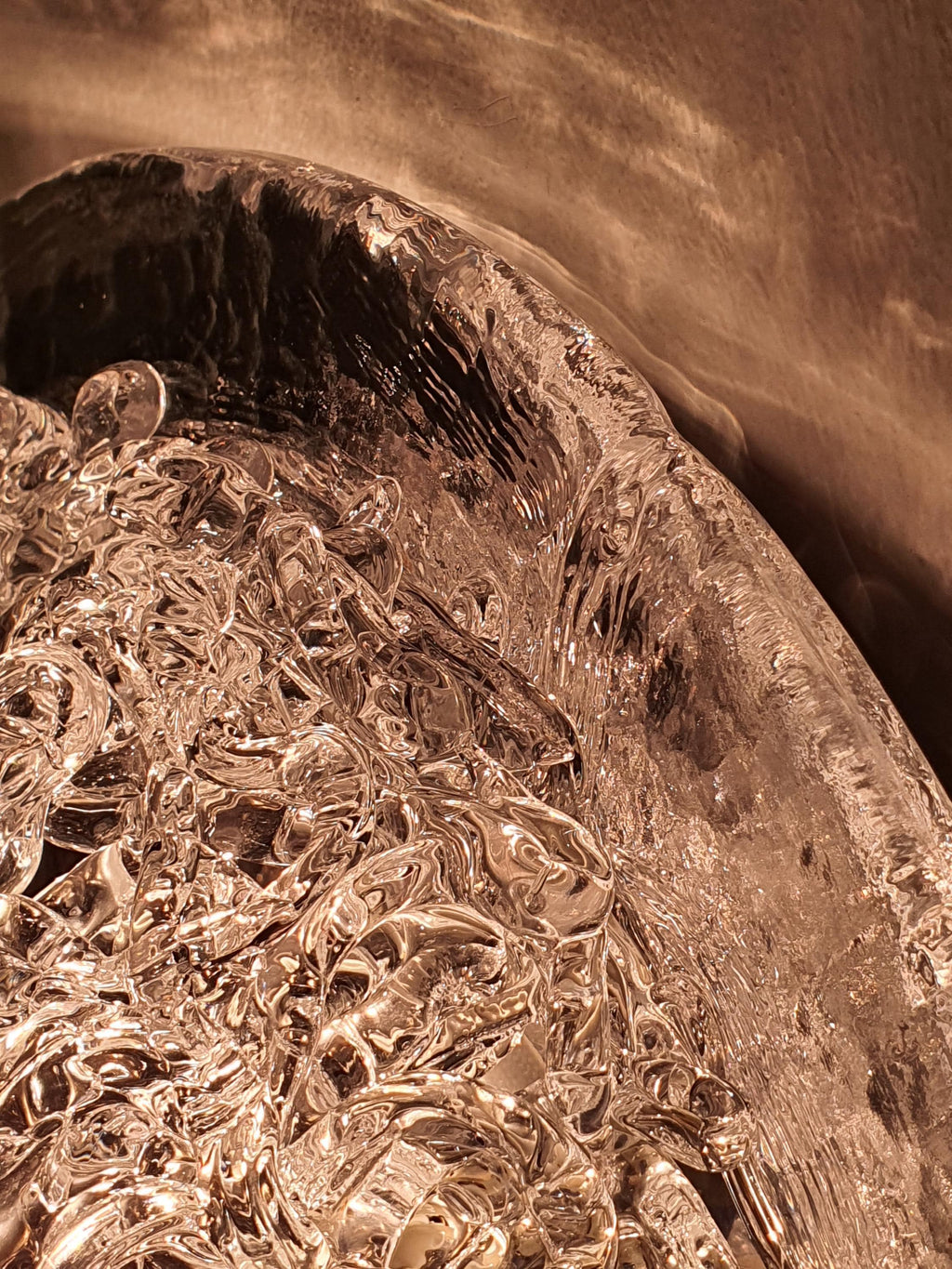 Vintage Clear Murano Glass Flush Mount Light | Chrome Base | Italian Mid-Century Fixture