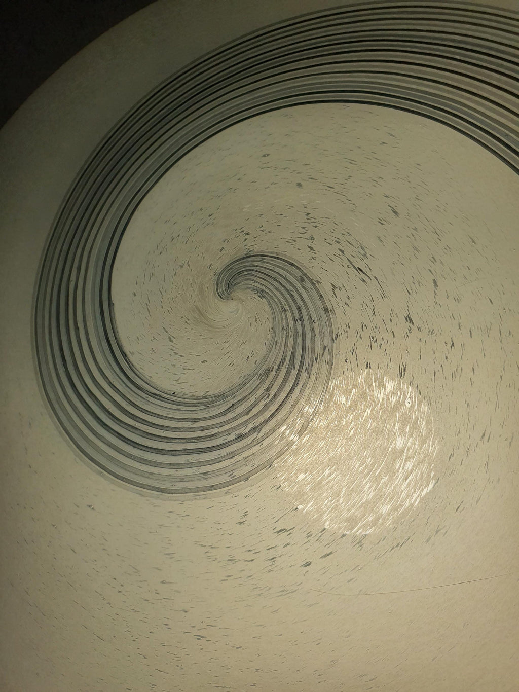 Vintage Murano Glass White, Black & Grey Swirl Flush Mount Light | Mid-Century Italian Lighting