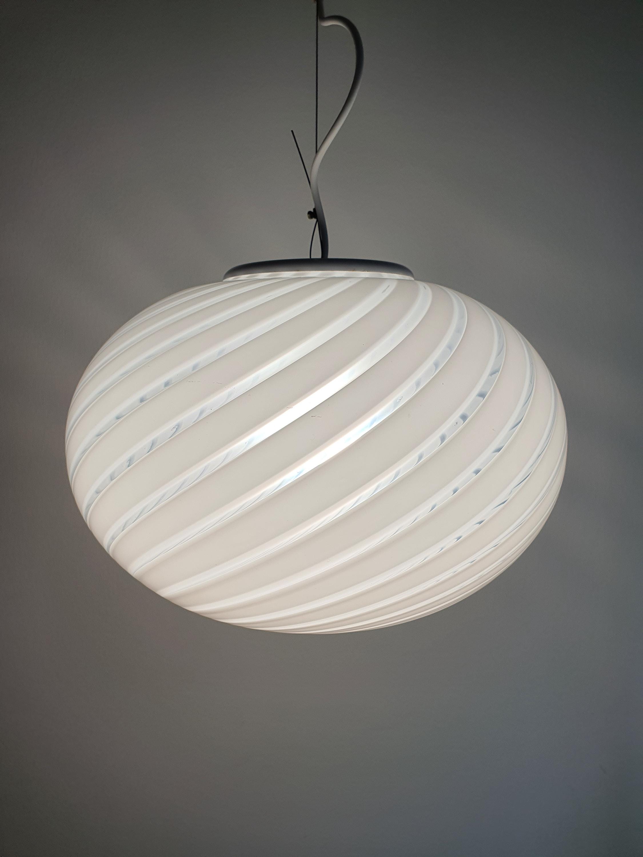 Murano Glass Globe Pendant Light: Mid-Century Modern Italian Chandelier