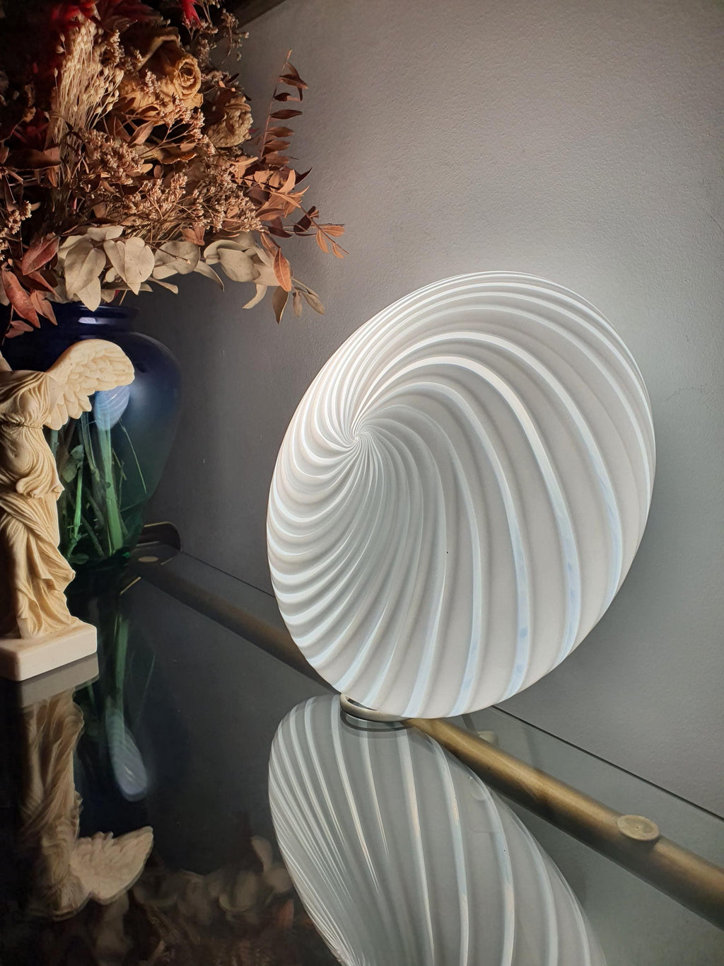 Vintage Murano Glass Swirl Flush Mount Light | Mid-Century Modern Retro Lighting