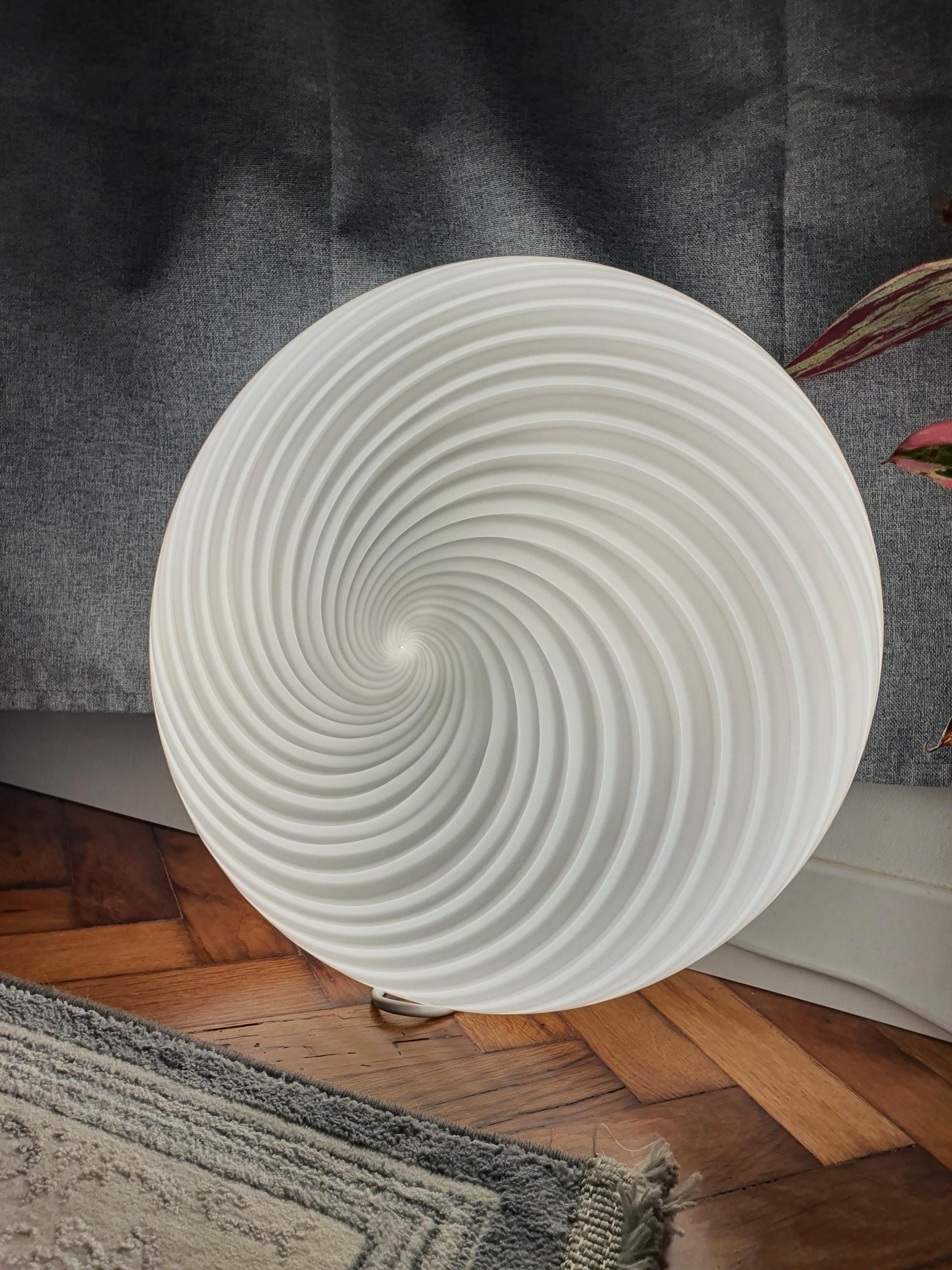 Vintage Murano Glass Swirl Flush Mount Light: Handcrafted Italian Ceiling Lamp