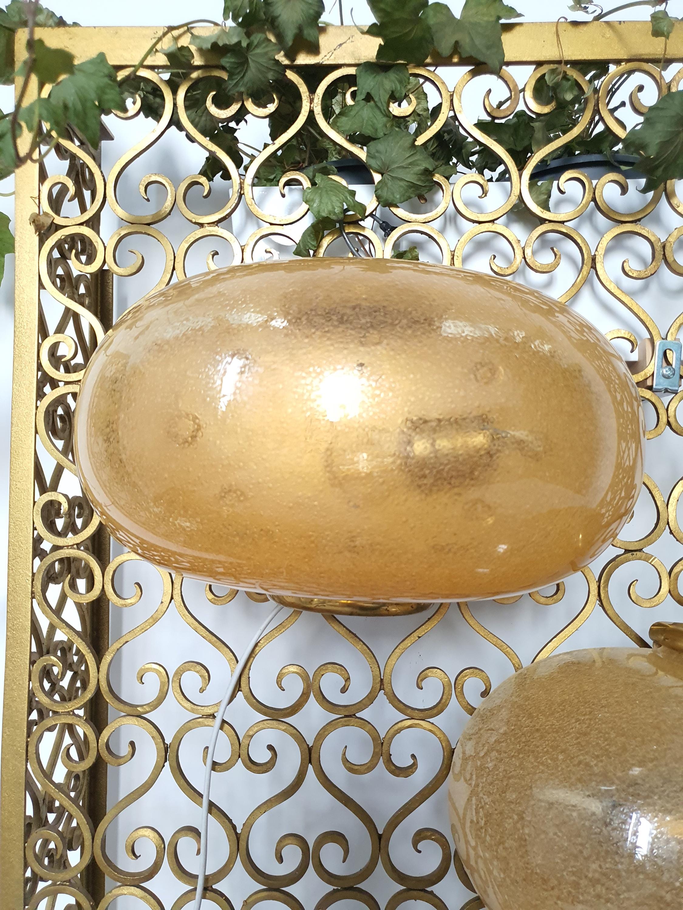 Vintage Murano Glass Wall Sconces: Caramel Art Deco Italian Lamps