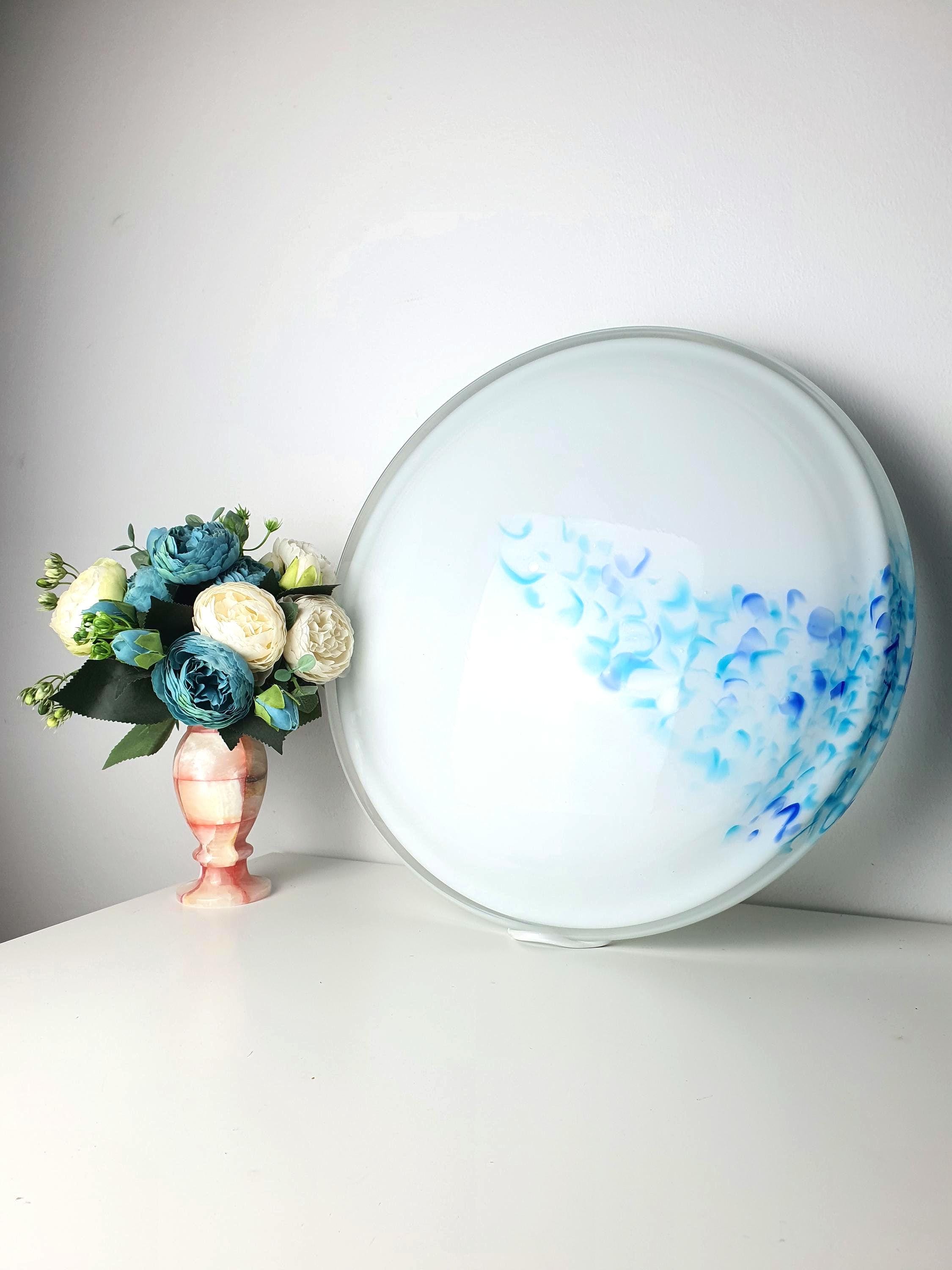 Vintage Murano glass flush mount with blue murrine spots