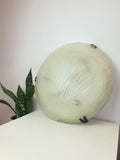 Large vintage Venetian glass shell flush mount, thick clear ribbed glass with glass-sand textured reverse, Art Deco, 48cm, Italy 1970s