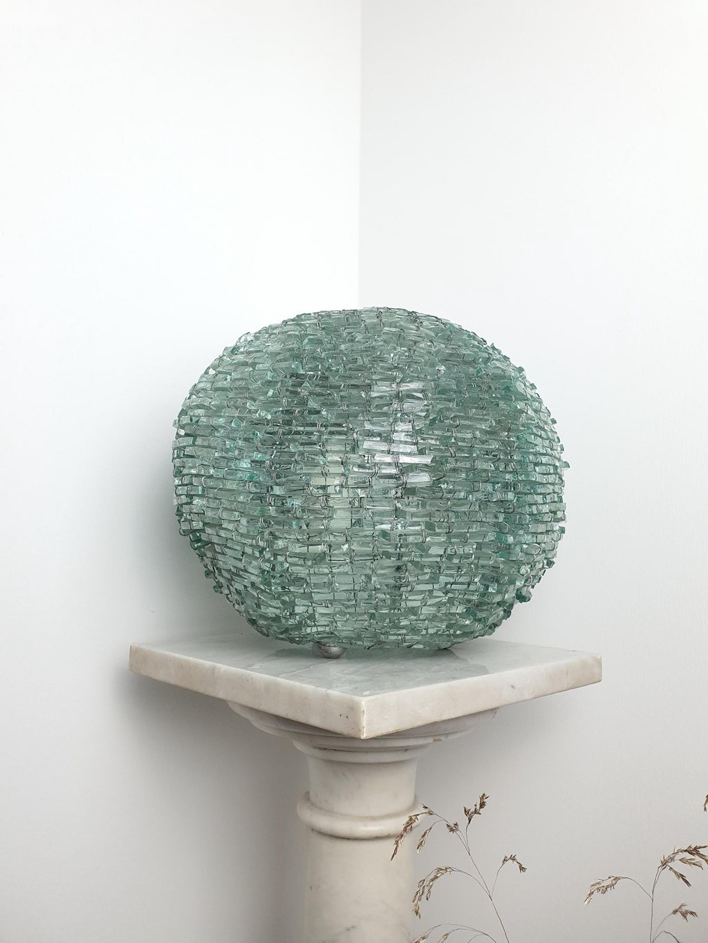 Mosaic Bottle Glass Globe Lamp: Retro Midcentury Table Light