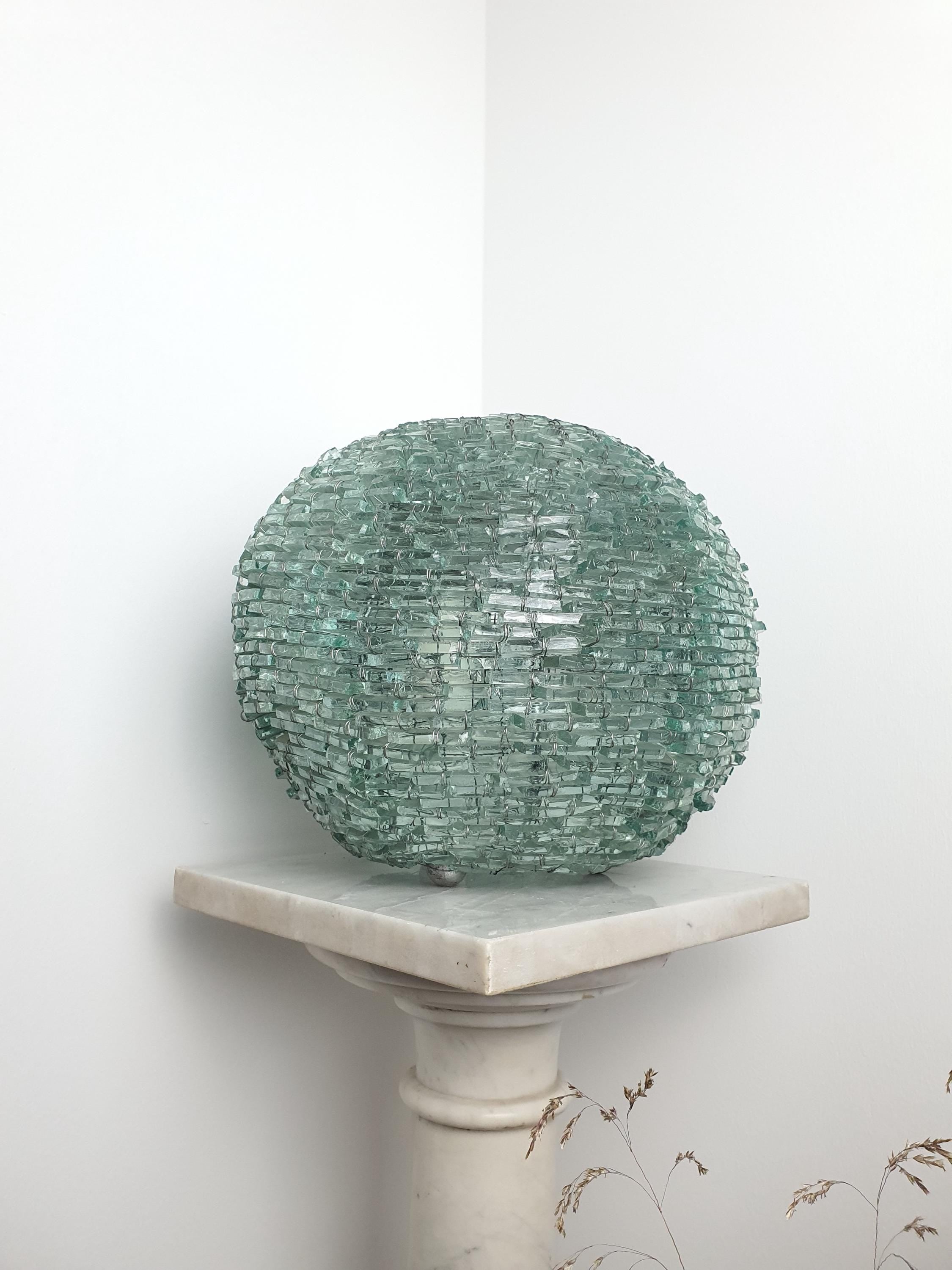 Mosaic Bottle Glass Globe Lamp: Retro Midcentury Table Light