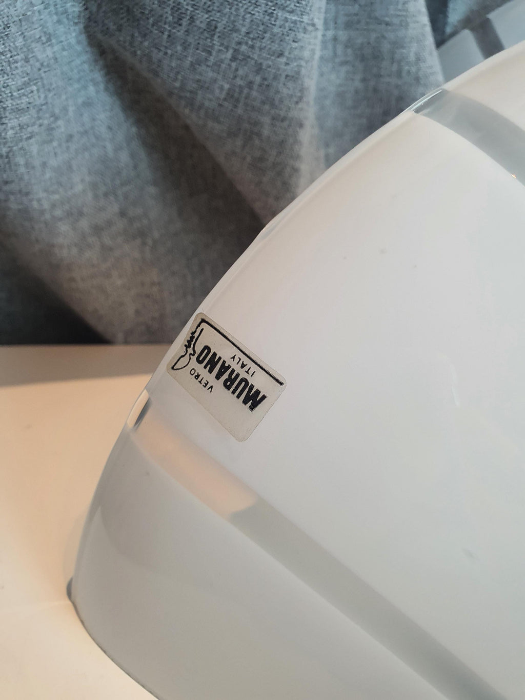Vintage Murano Glass Wall Sconces: White Striped Cone Light Fixture