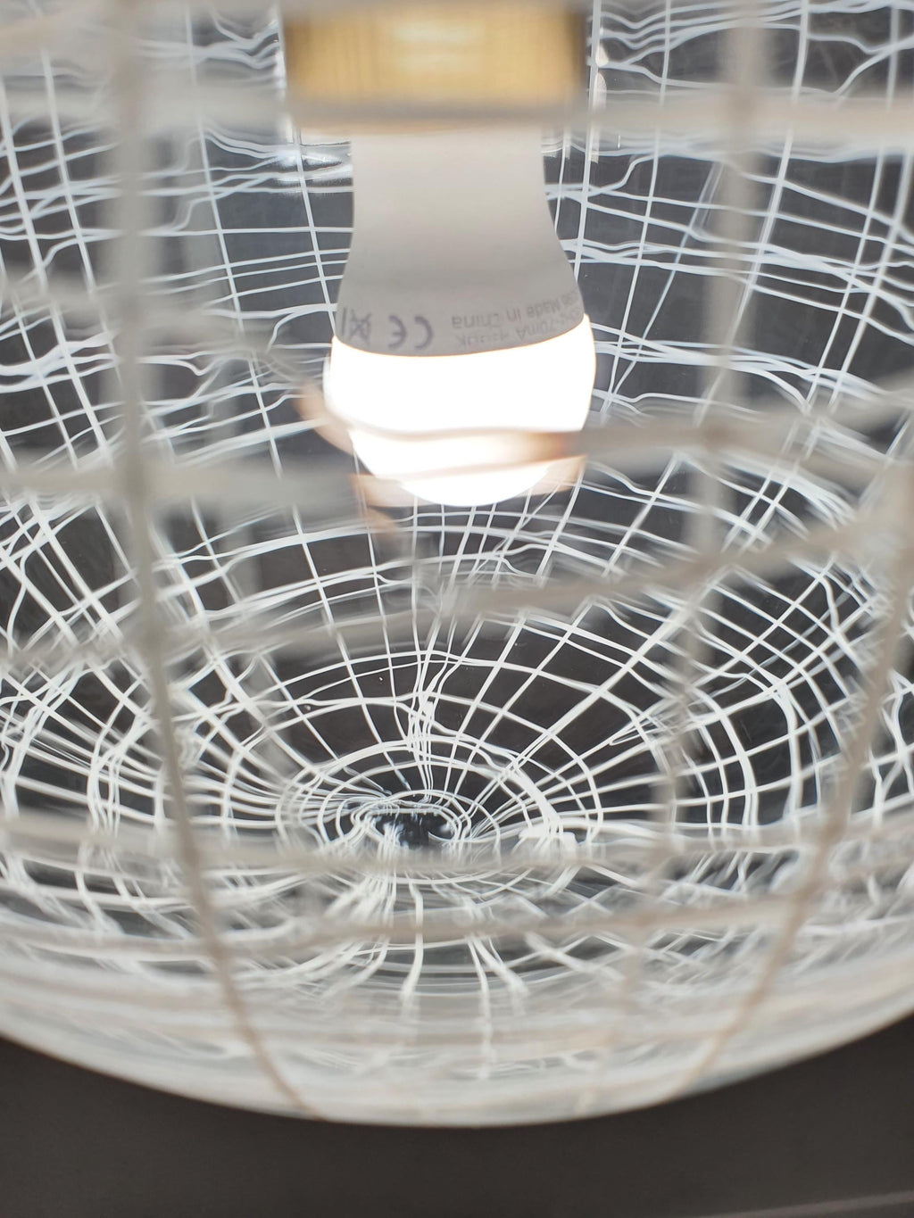 La Murrina White Lines Petite Globe Pendant Light | Vintage Murano Glass, 1980s–1990s