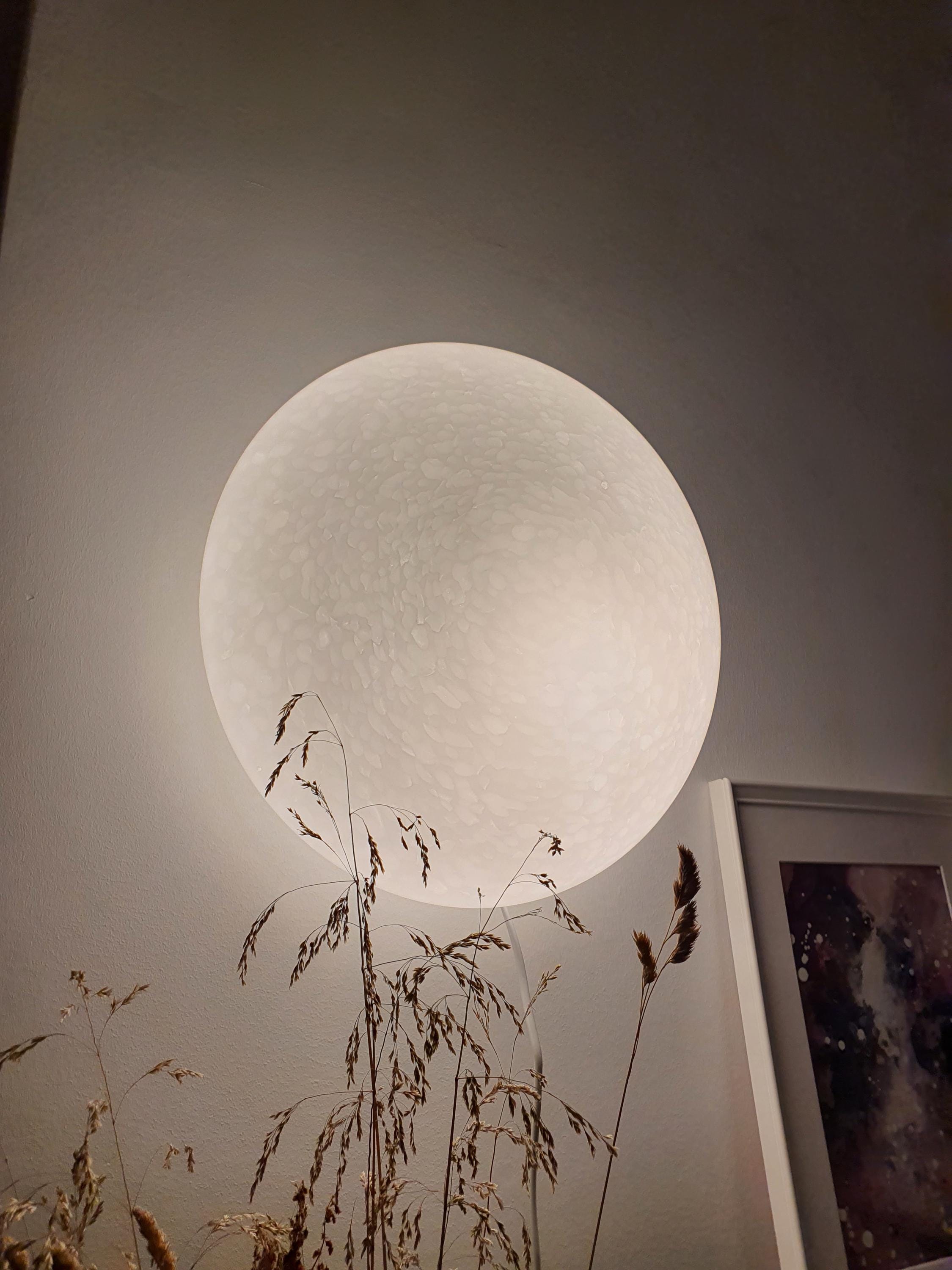 Vintage Murano glass moonstone white spotted flush mount ceiling or wall light