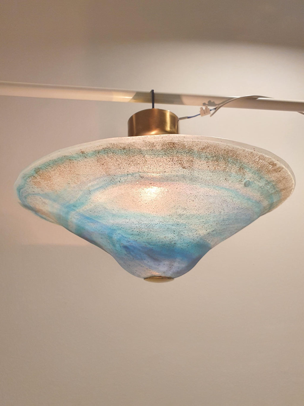 La Murrina Murano Glass Flush Mount Light: Space Blue Bowl with Golden Base