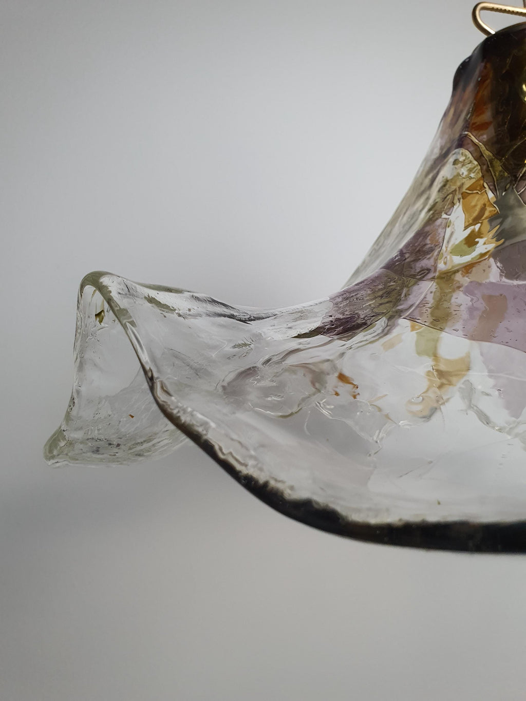 La Murrina Green & Purple Organic Pendant Light | Vintage Murano Glass Fazzoletto Lamp