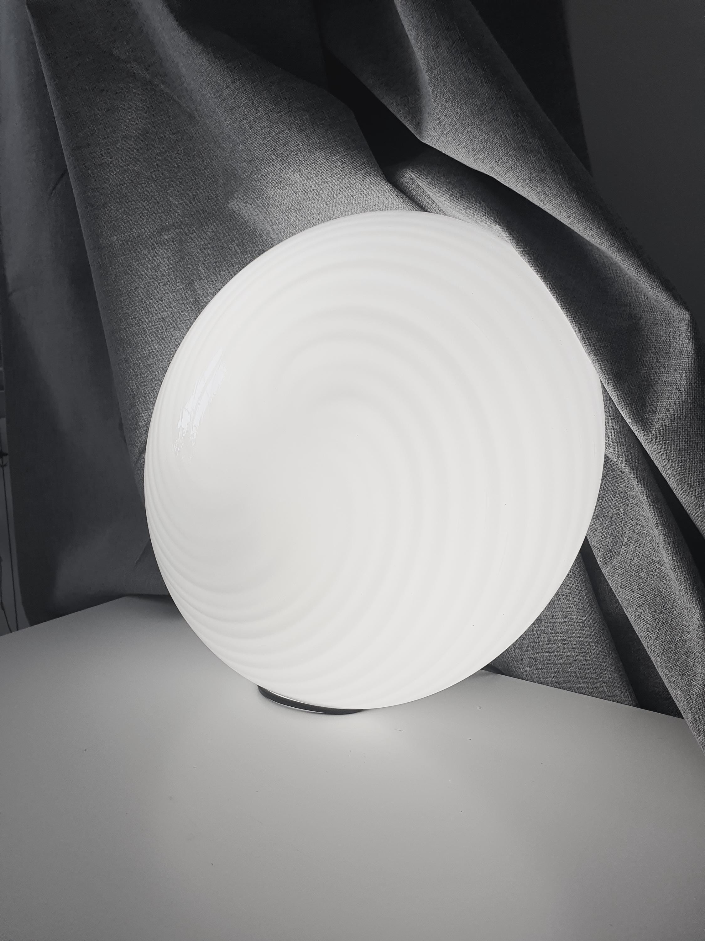 Vintage Murano Glass Swirl Lamp: 1980s MCM Flush Mount Light