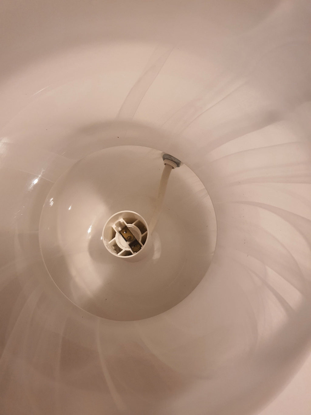 Vintage Murano Glass Mushroom Table Lamp: White Swirl Italian MCM