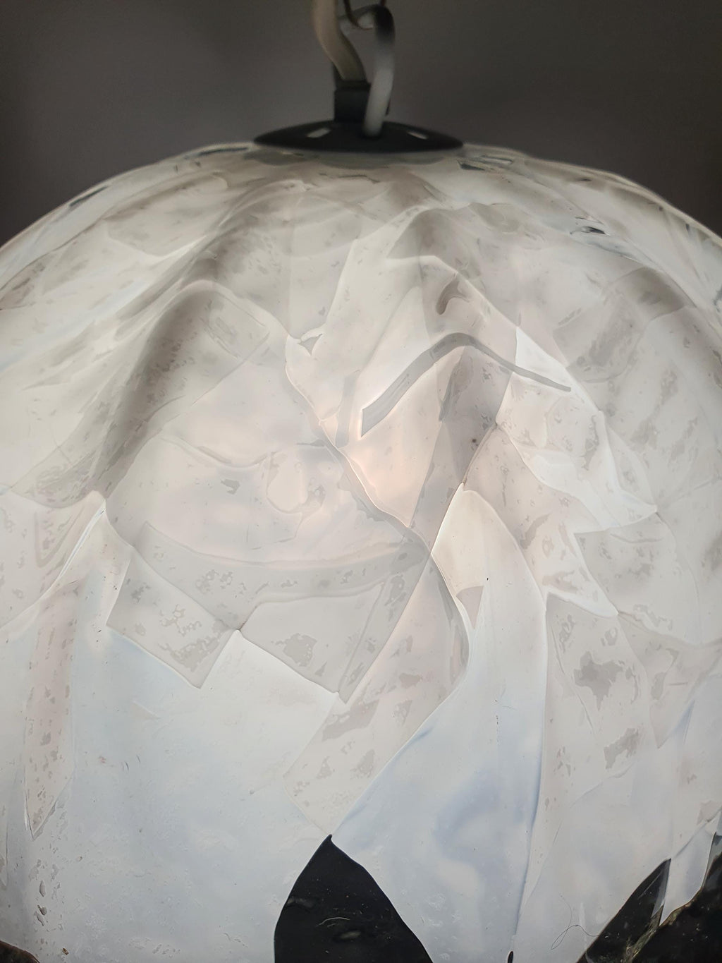 Vintage La Murrina White Tulip Pendant Light | Murano Glass Hat Design | Italian Mid-Century Lighting