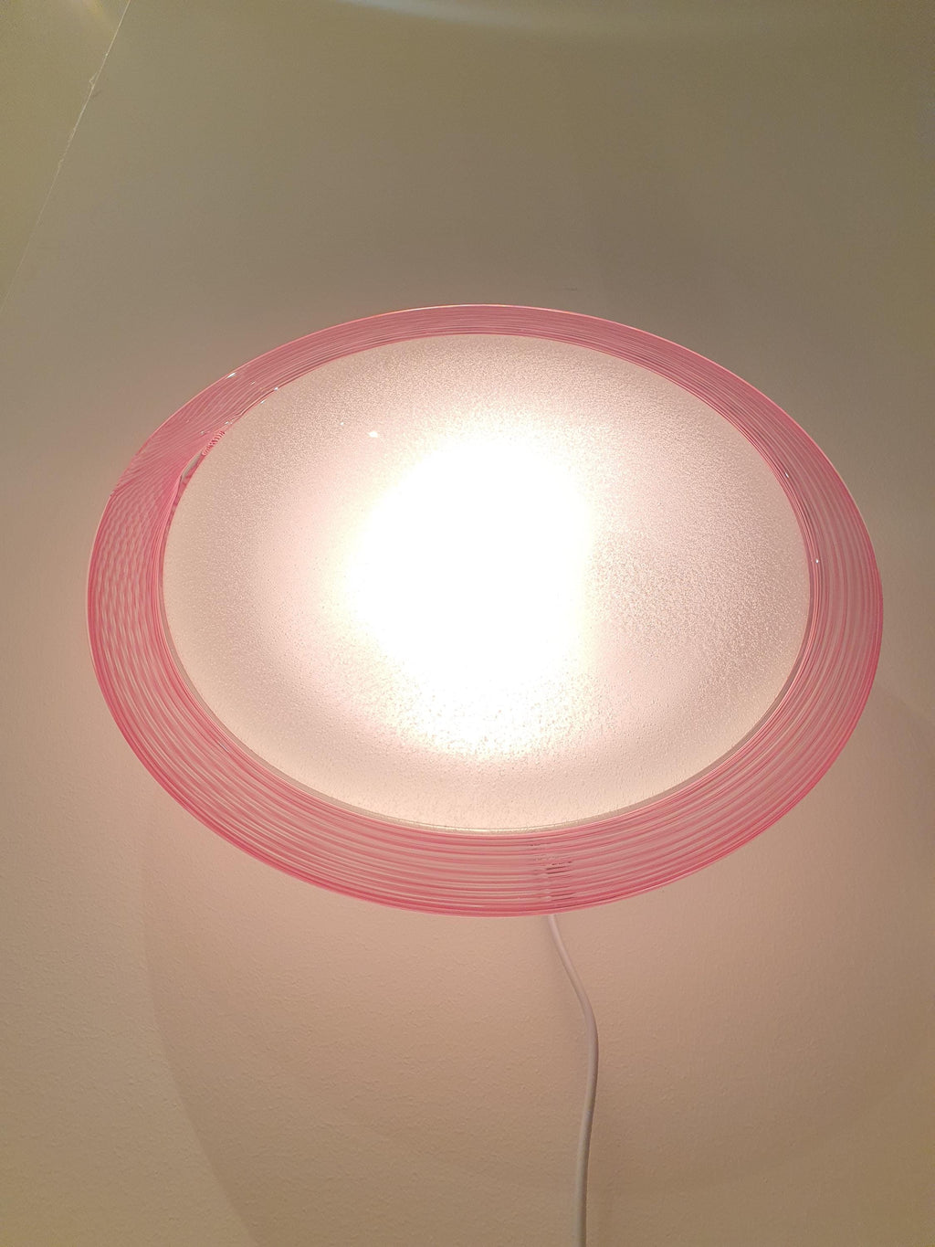Vintage Murano Glass Flush Mount Light: Pink Filigree Bubble Design
