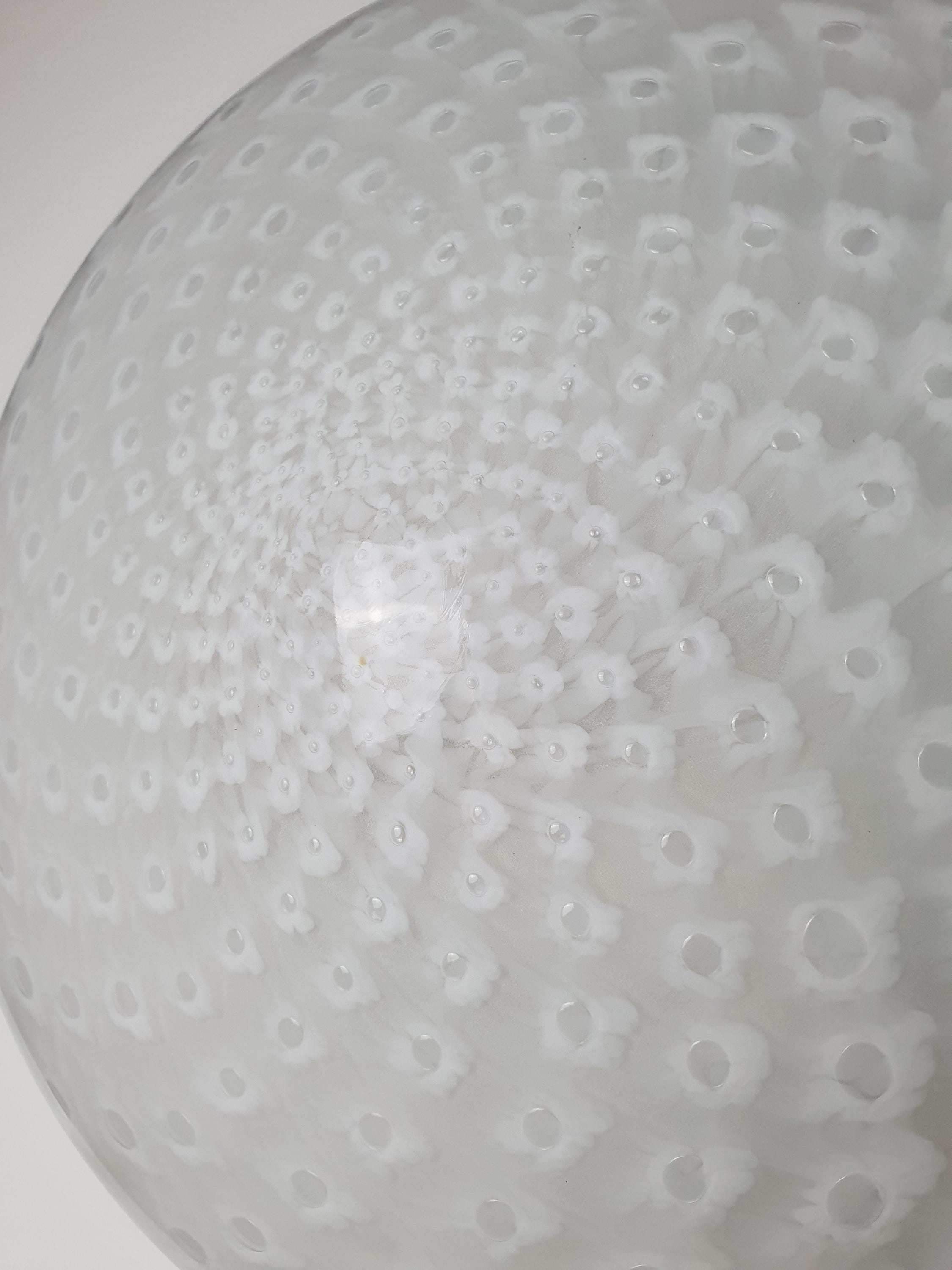 复古穆拉诺玻璃吸顶灯 | 白色旋纹气泡 Mid-Century Modern 风格