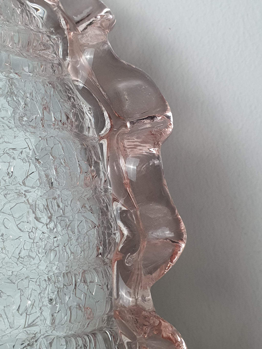 Smooth luminous exterior and graniglia reverse contrast, vintage Murano glass floral flush mount, 1970s–1980s Italy