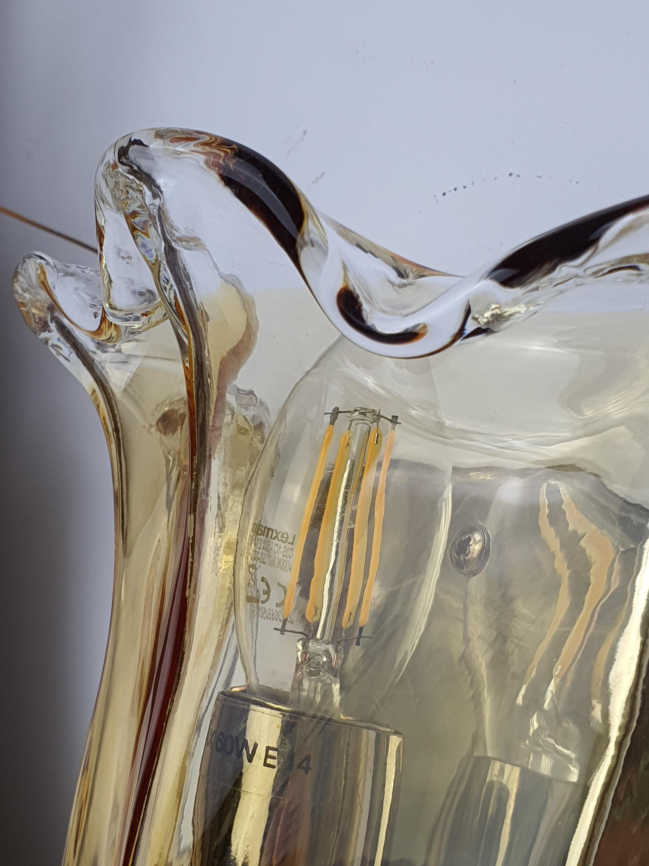 Pair of La Murrina Murano Glass Caramel Wall Sconces Clear Tulip Chrome