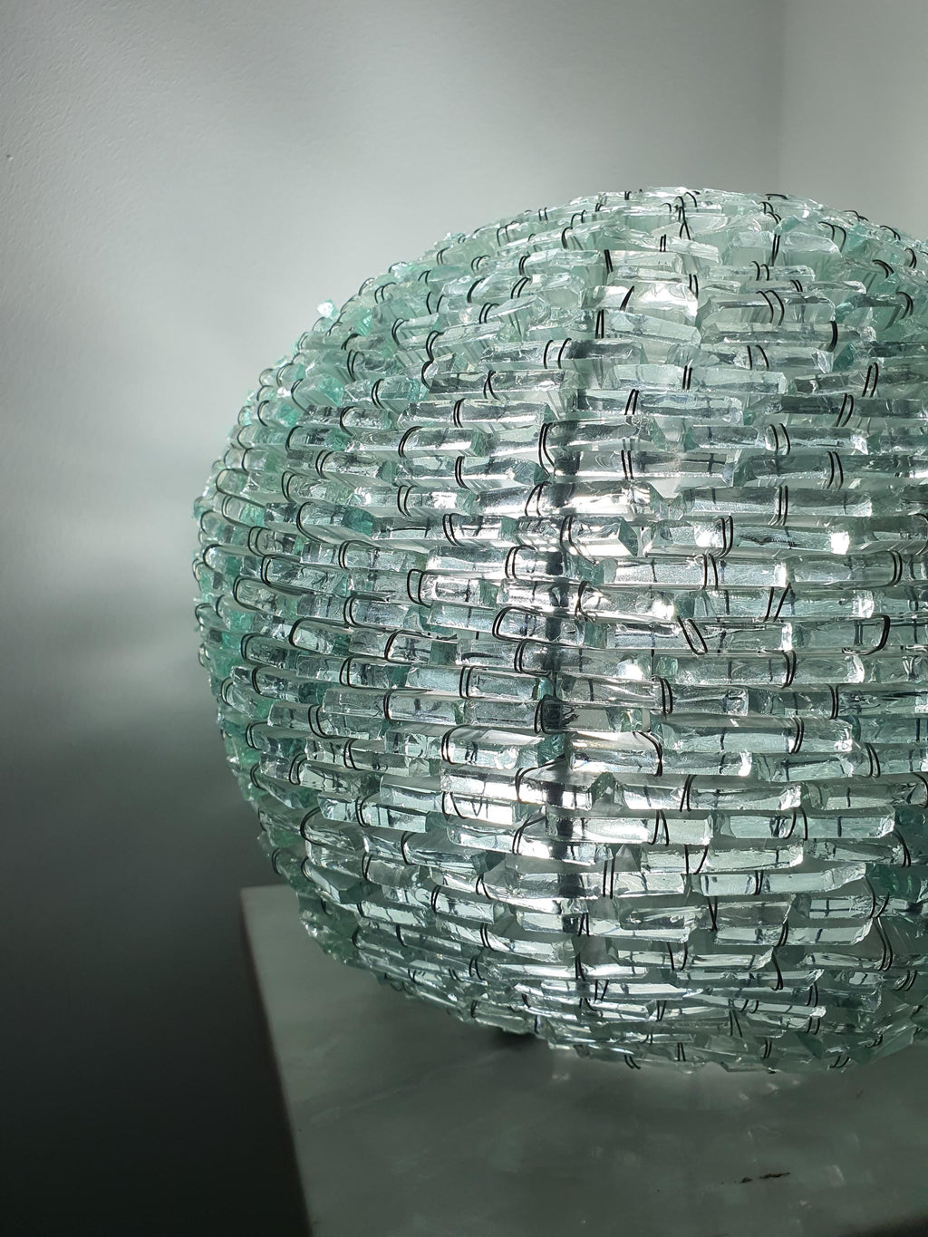 Mosaic Bottle Glass Globe Lamp: Retro Midcentury Table Light