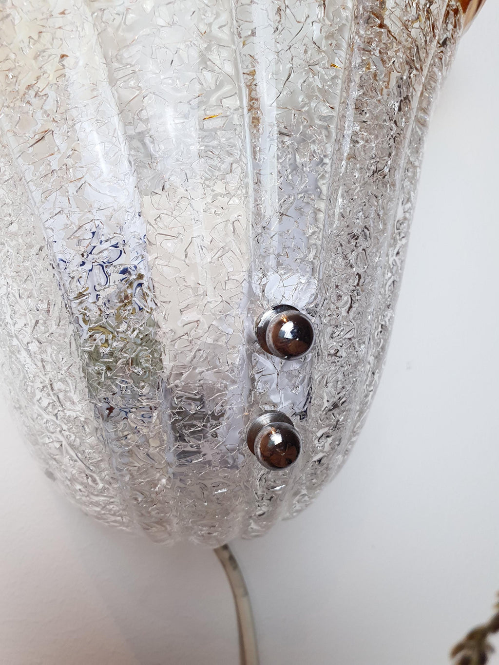 Vintage Murano Glass Floral Wall Sconce: Frosted Clear & Yellow, Italian Lighting