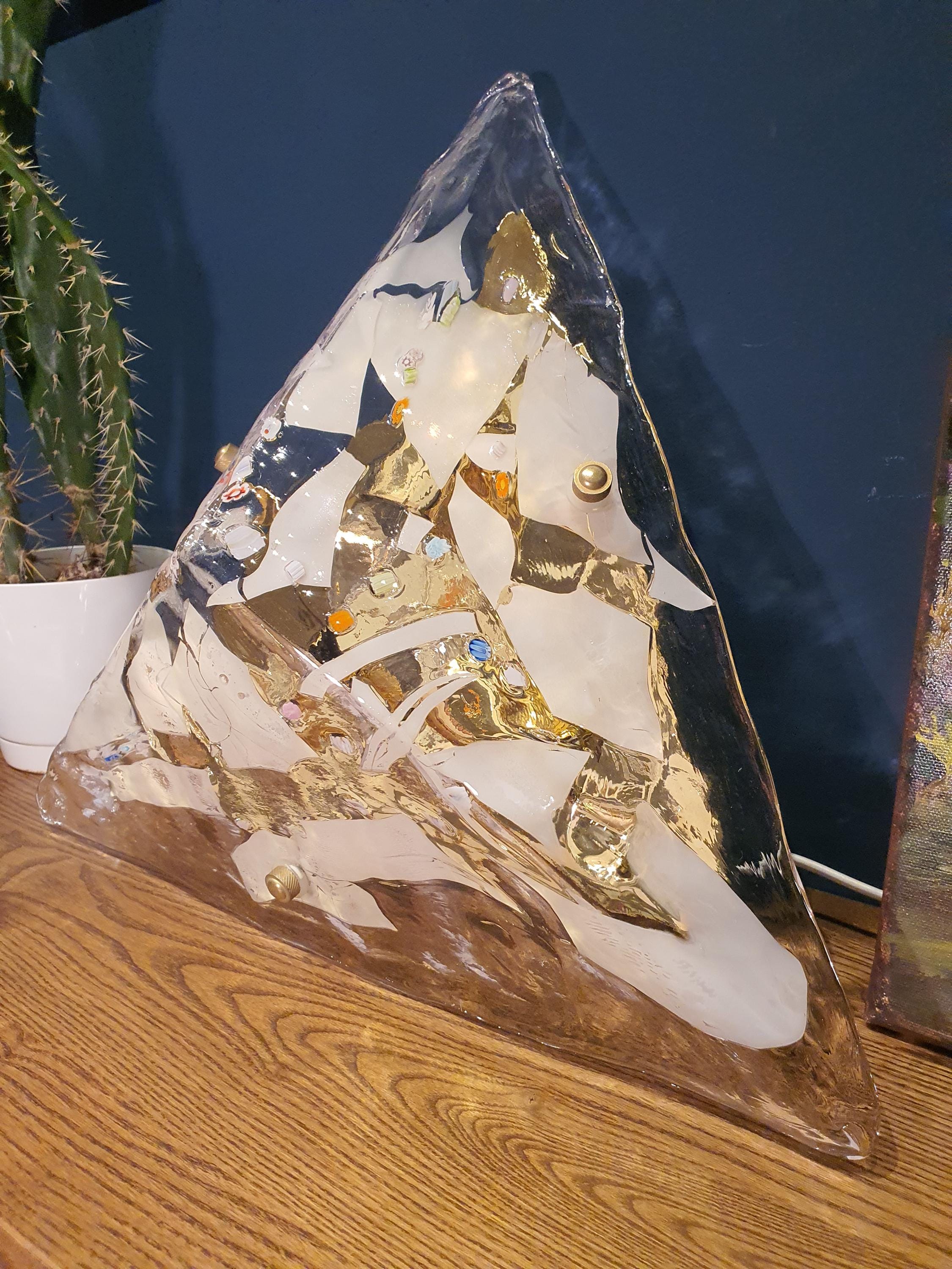Vintage Murano Glass Triangle Lamp: Retro Home Decor