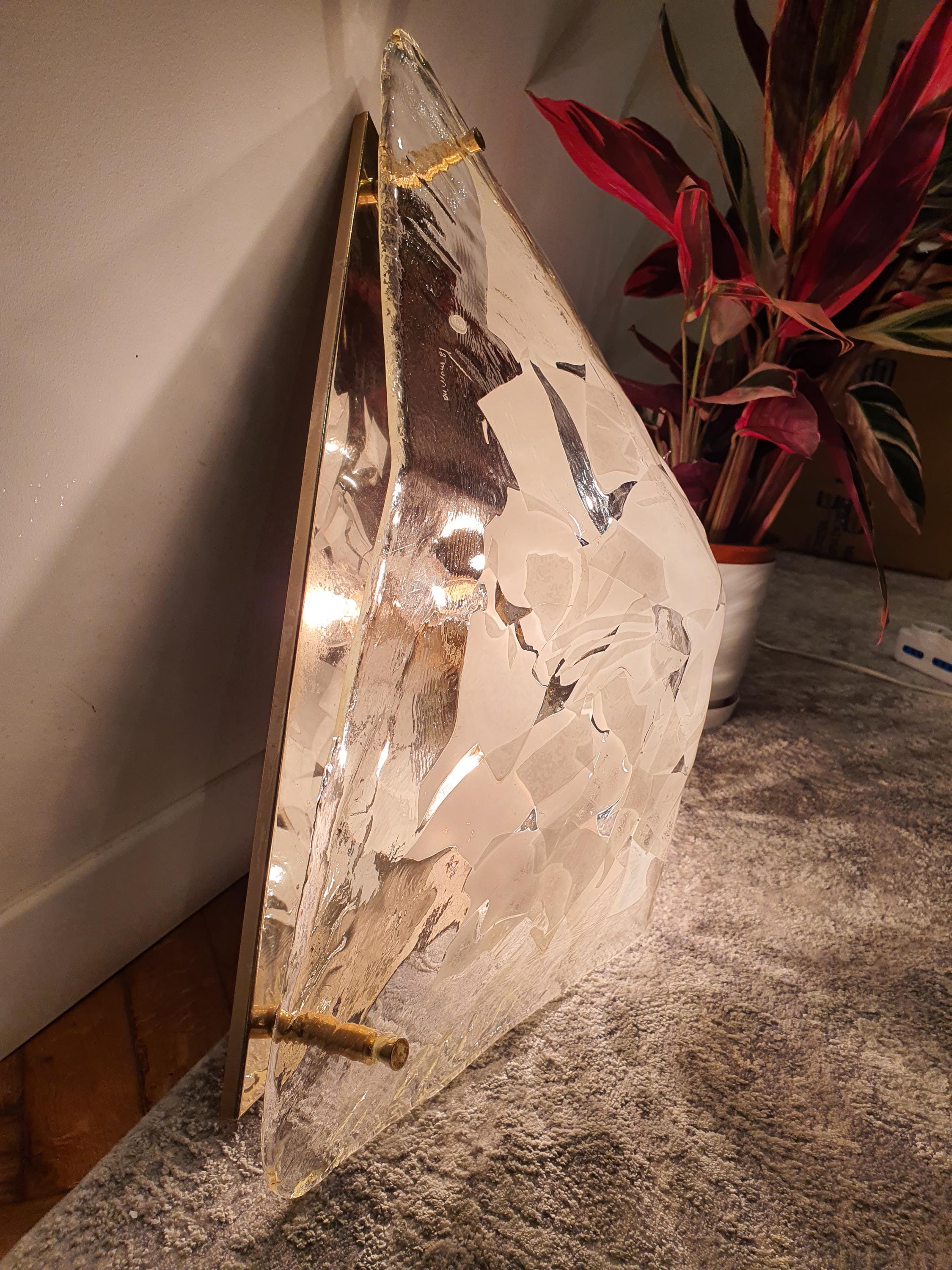 La Murrina Murano Glass Flush Mount Light: Art Nouveau Triangle Design