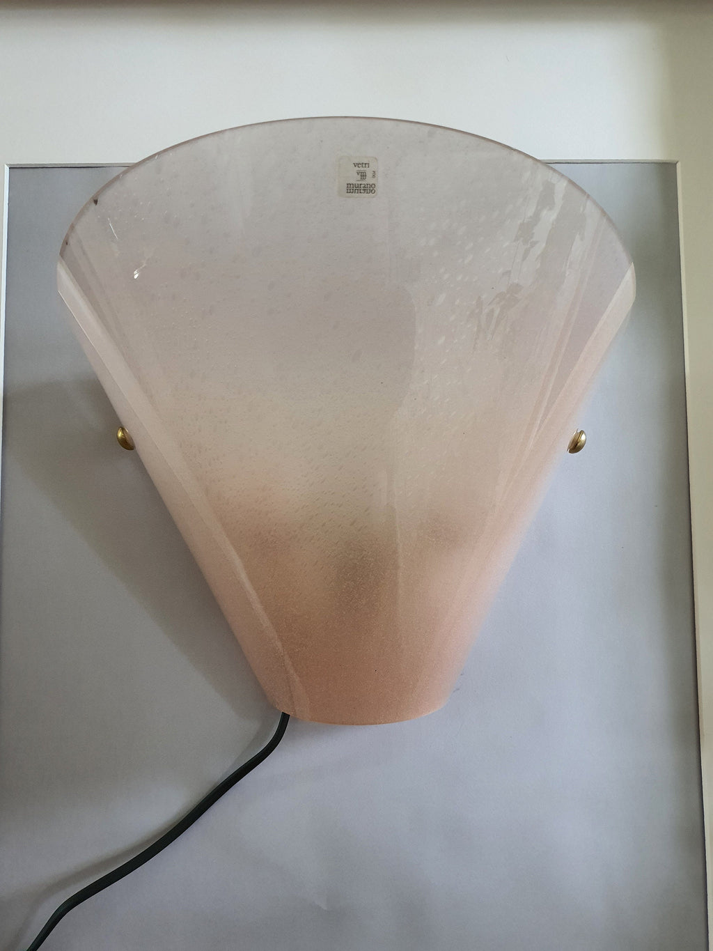 Murano Glass Pink Wall Sconce: Midcentury Art Deco Italian Lighting