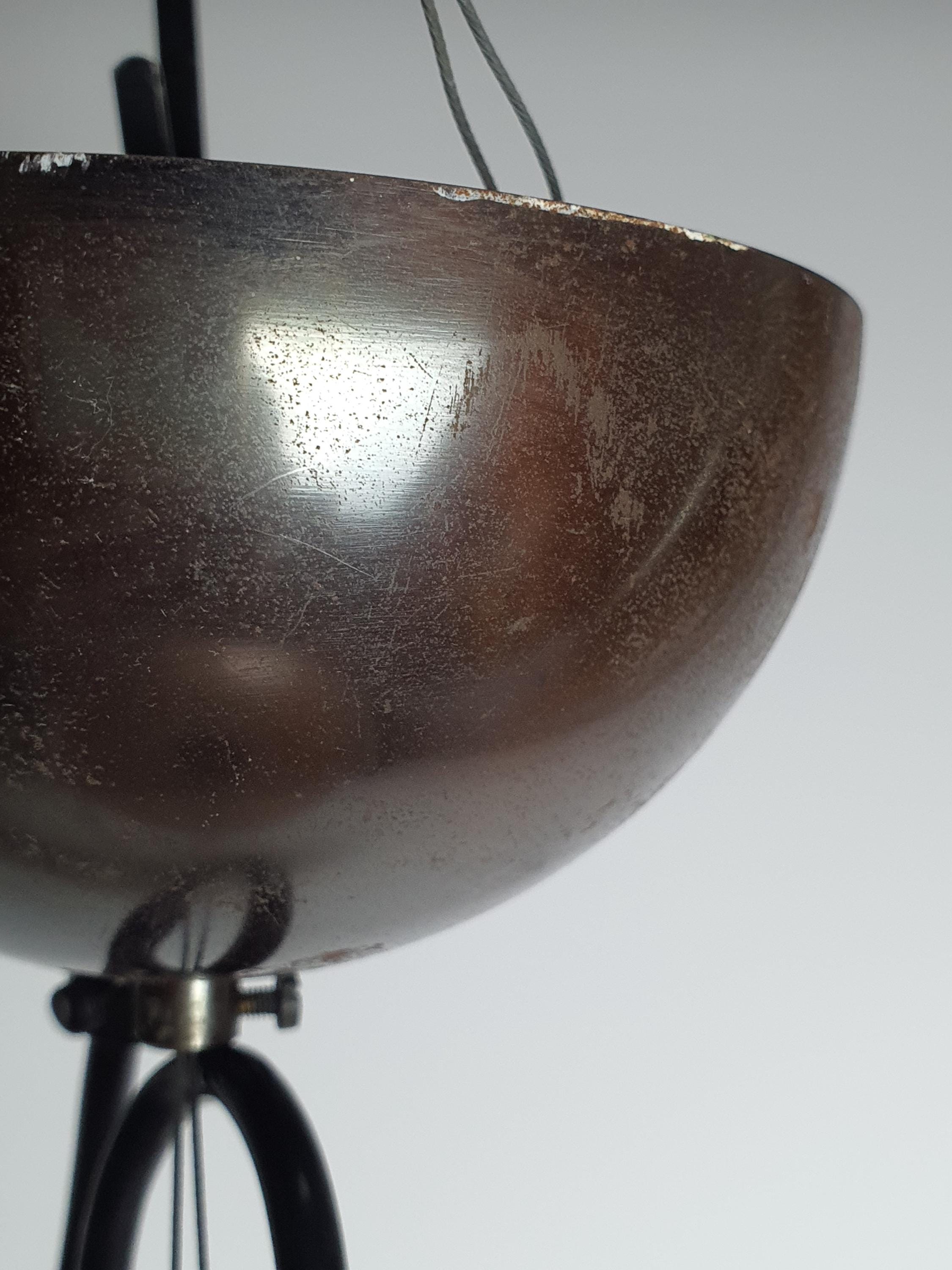 Attr. Gae Aulenti Orange Spotted Murano Glass Pendant Light | Vintage Italian Lighting