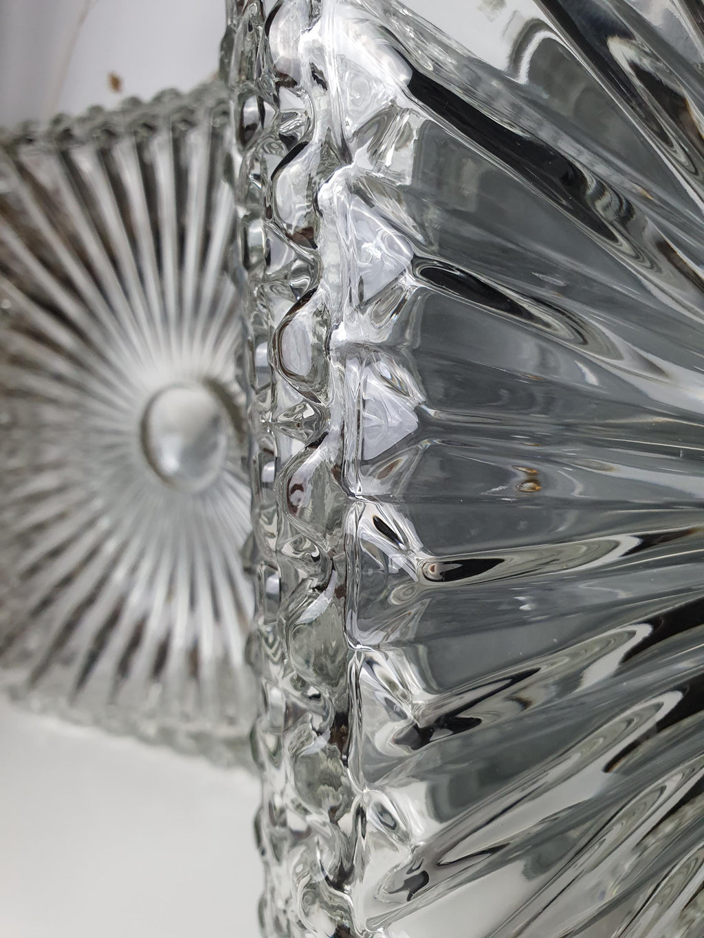 Side profile of a vintage square glass wall light
