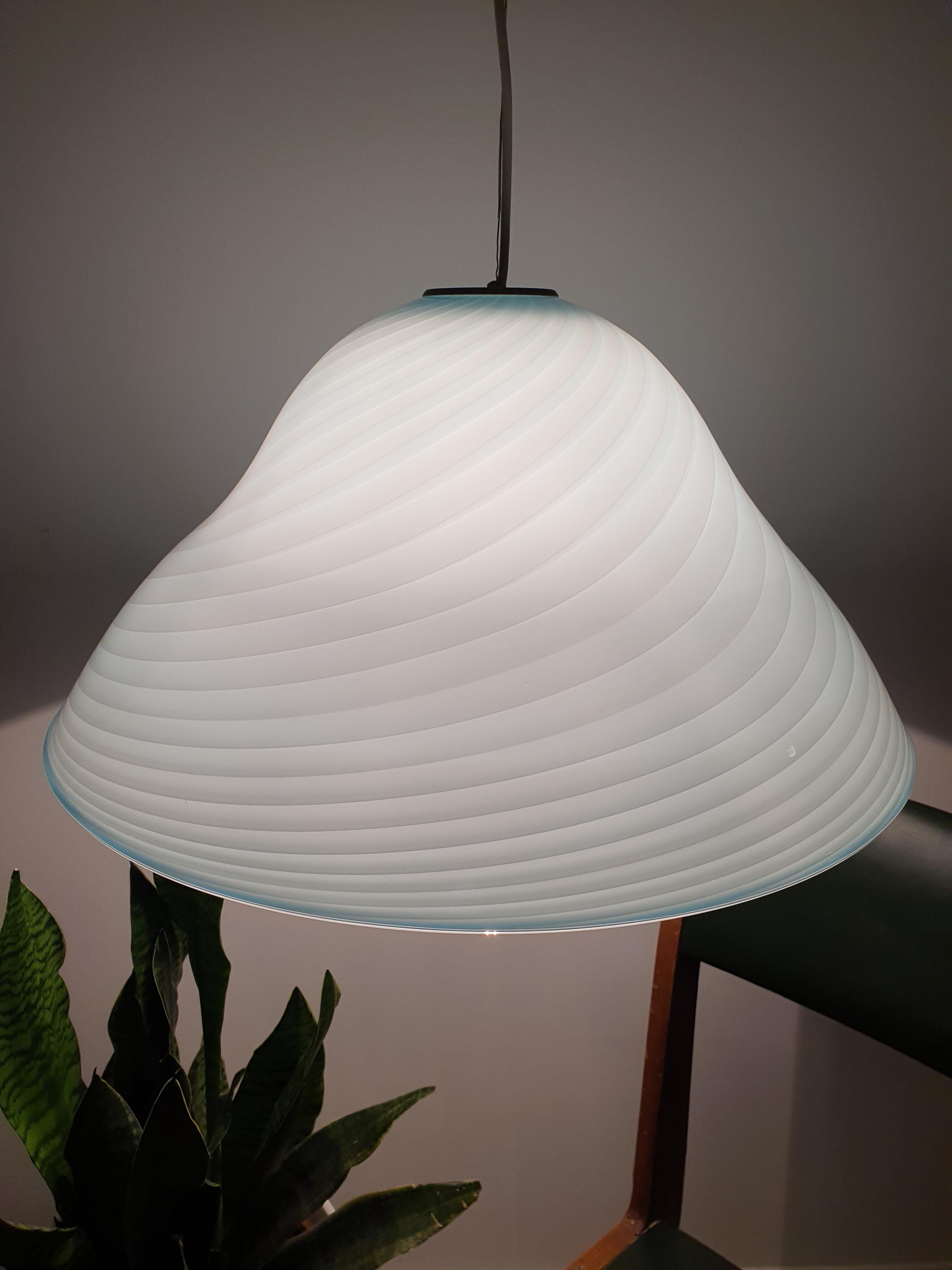 Tiffany color bell shape nursery lighting in hand-crafted Murano glass | swirl pendant light | Midcentury lamp italian vintage home decor