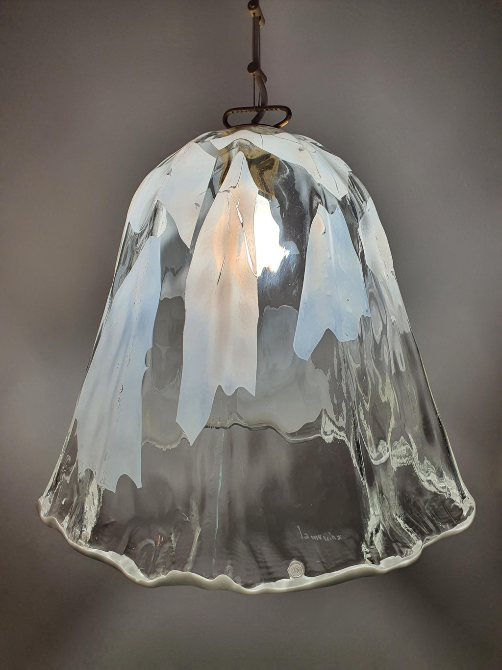 Vintage La Murrina Murano Glass Bell Pendant Light: Italian Floral Lighting