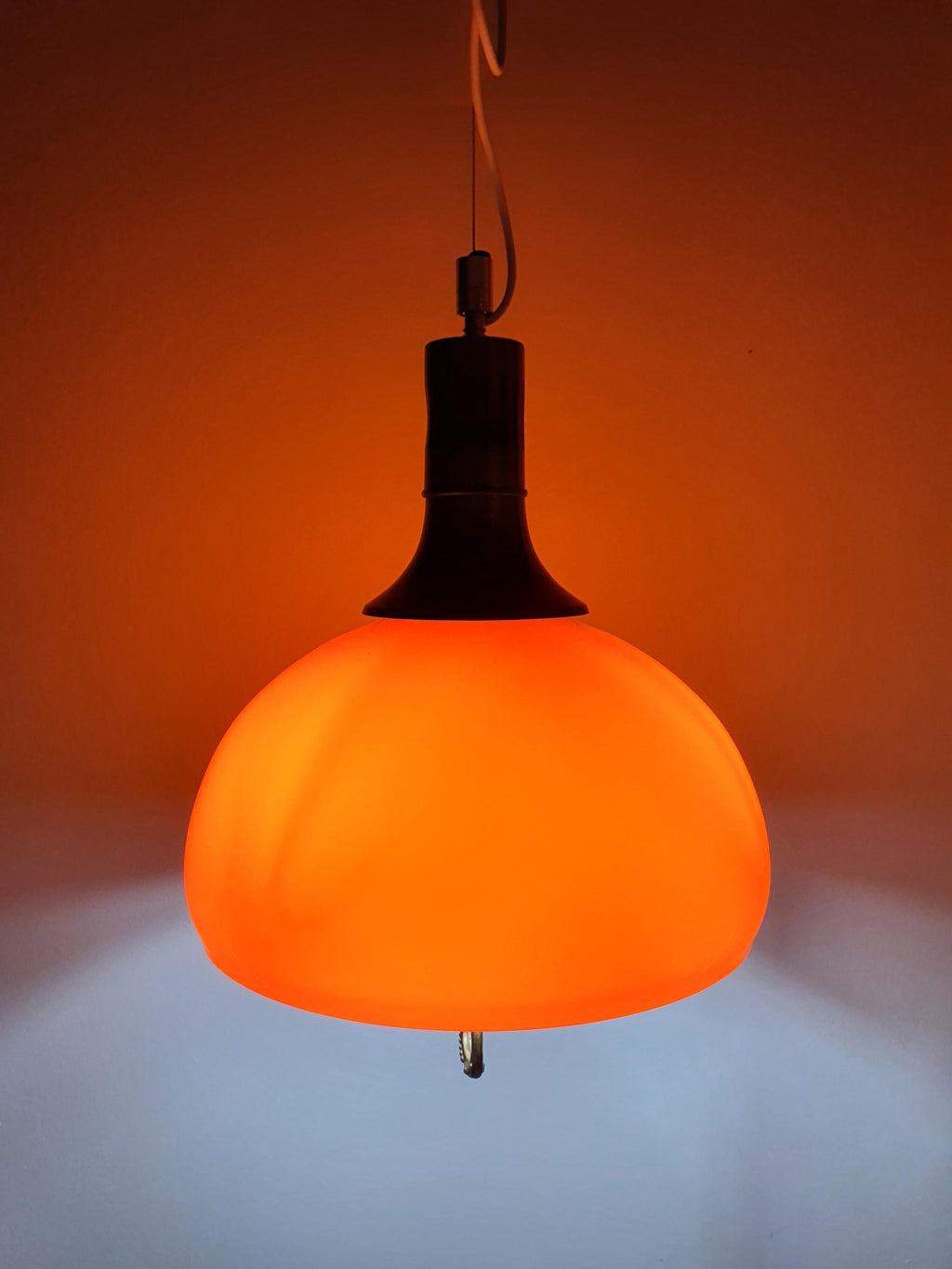 Vintage Italian Space Age Orange Kitchen Pendant Light Handcrafted Glass