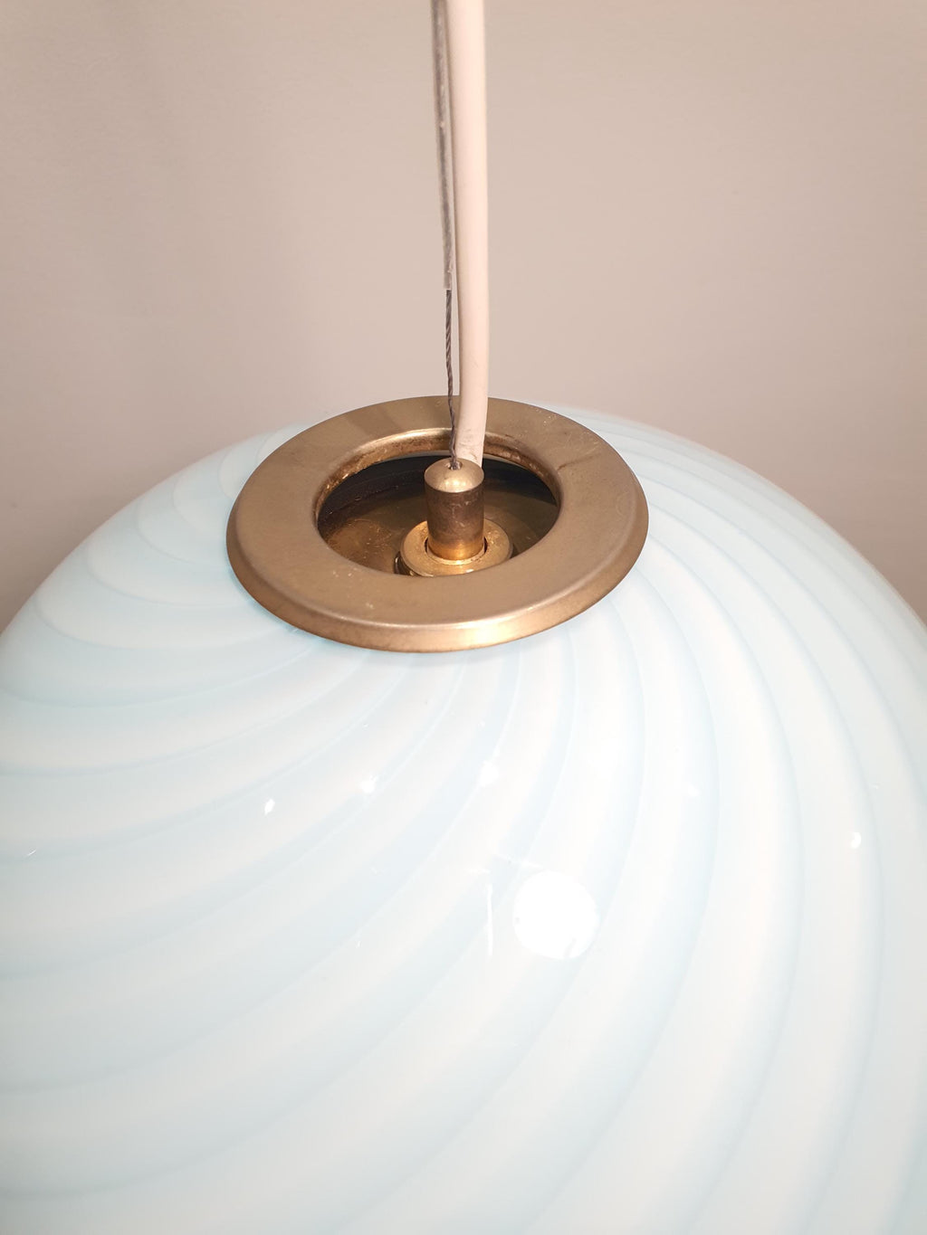 Suspension en Verre de Murano Couleur Tiffany – Lumière de Crèche Italienne Mid-Century