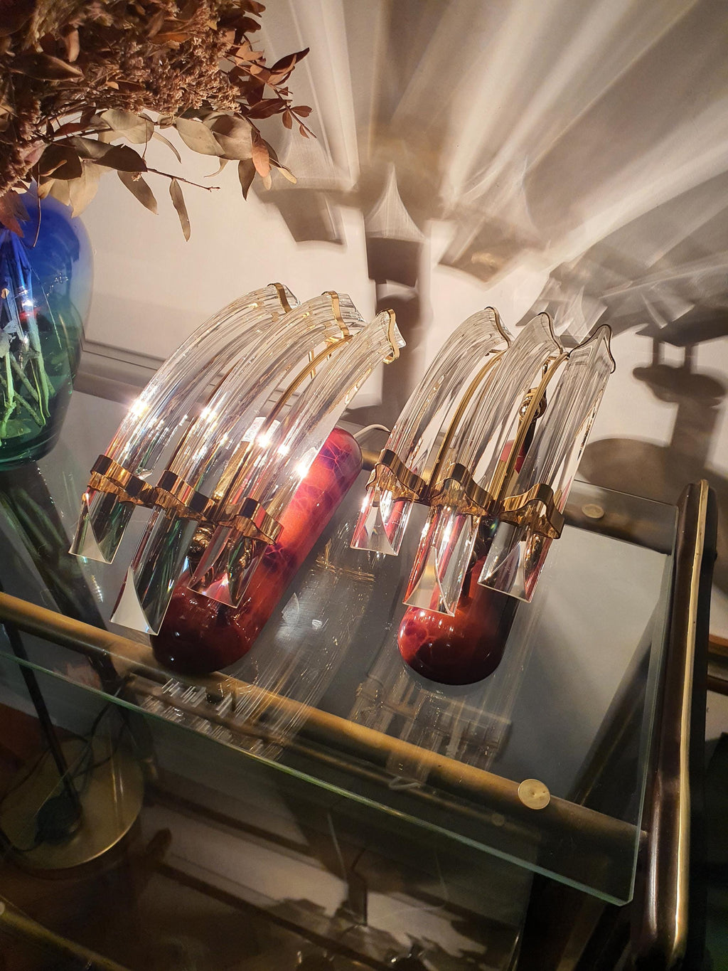 Vintage Crystal Wall Sconces: Spanish MCM Hollywood Regency Lighting