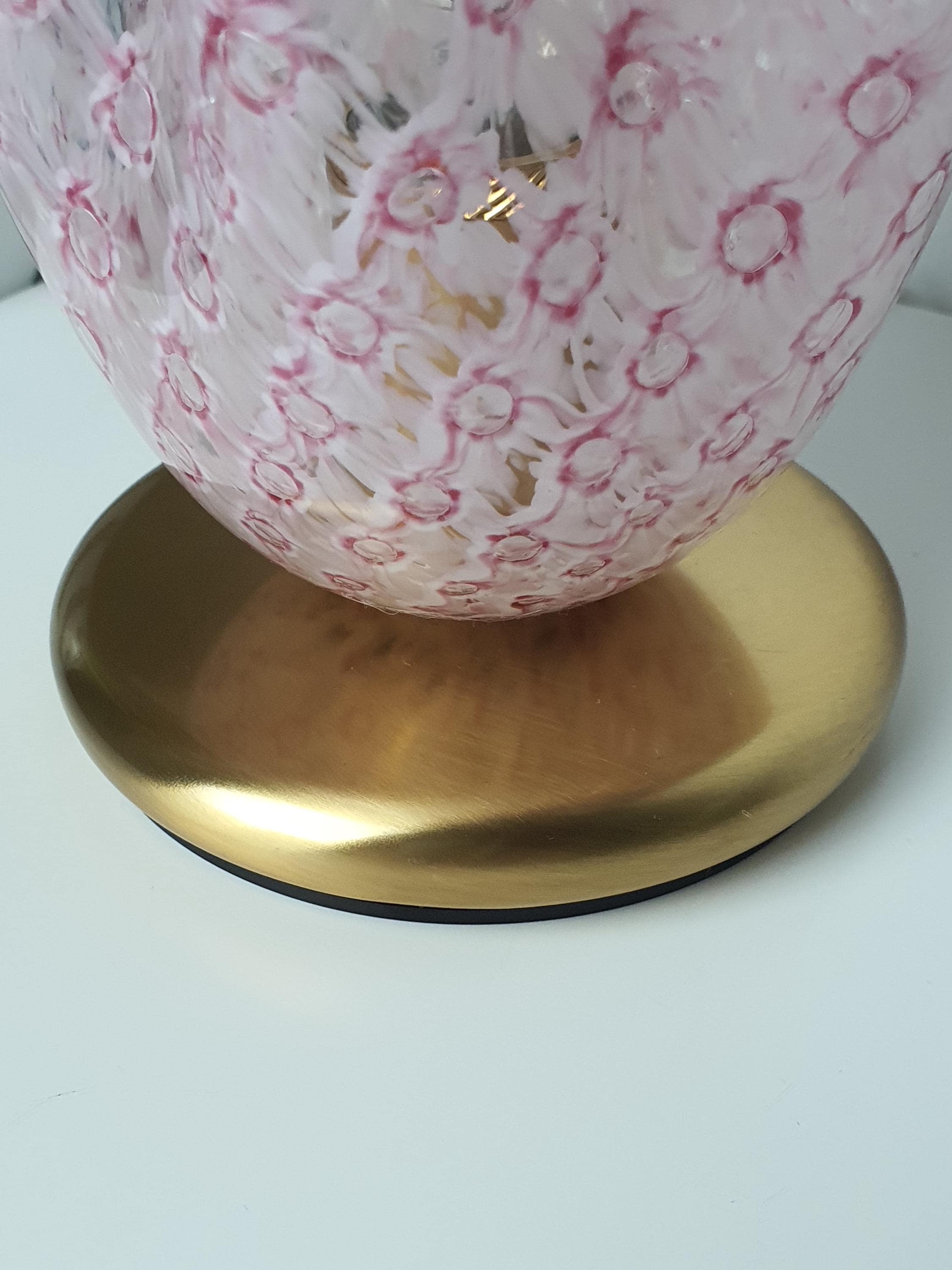 La Murrina Vintage Pink Murano Glass Bubbled Macramé Bedside Lamp